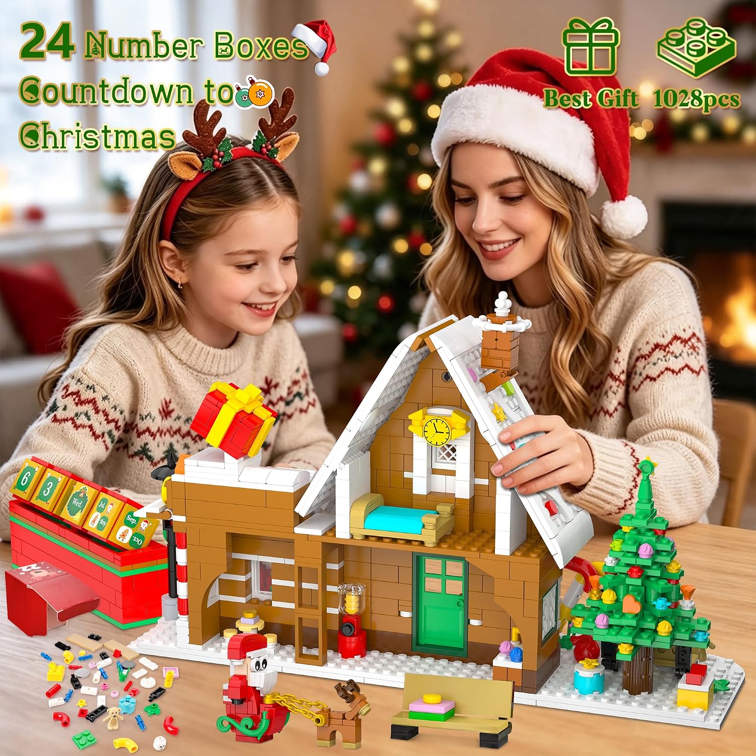 Christmas House Building Blocks Advent Calendar for Kids and Adults