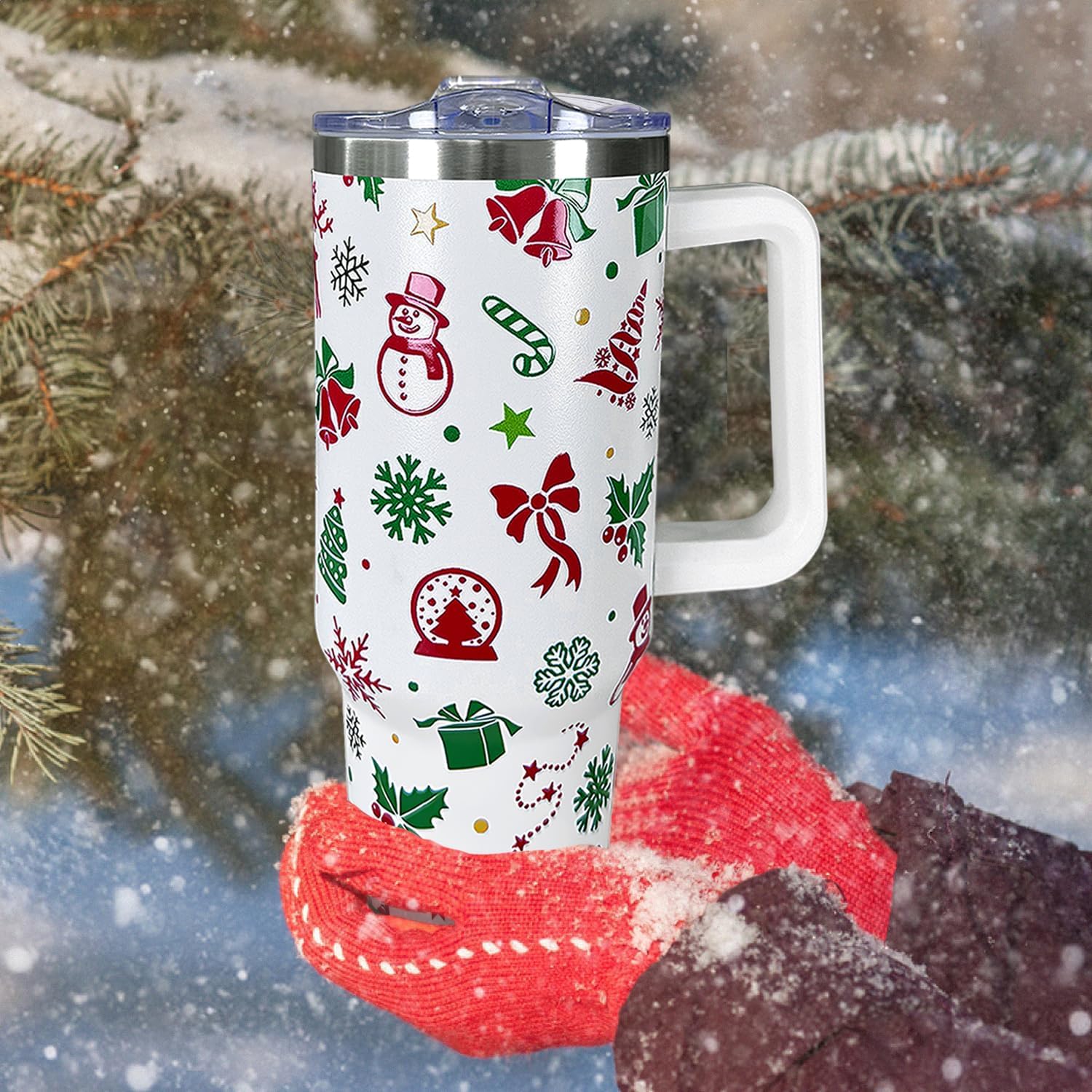 40 oz Christmas Snowman Snowflake Reindeer Stainless Steel Insulated Travel Tumbler
