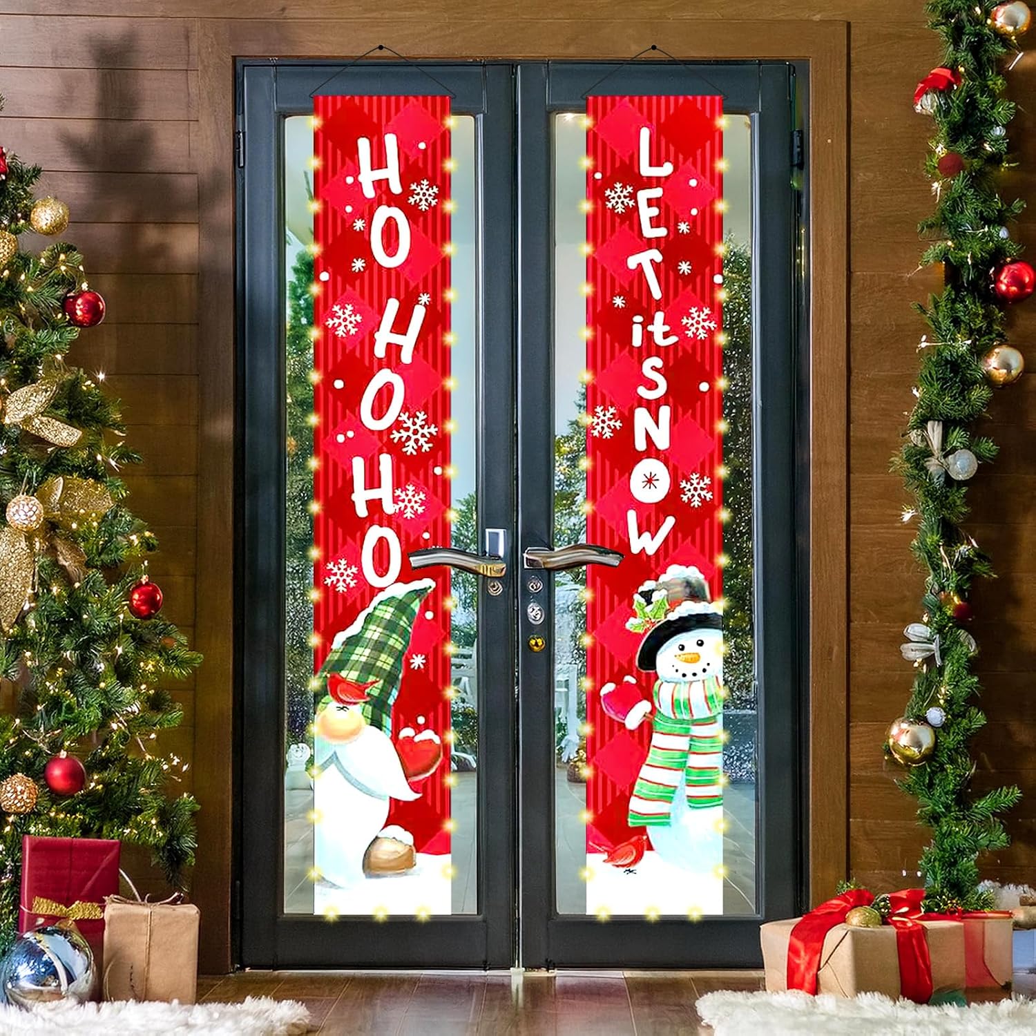 Lighted Christmas Door Banner for Holiday Decorations