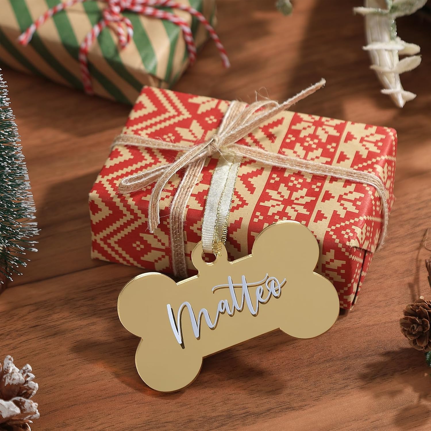 Personalizable Christmas Tree Hanging Ornament Set For Pets