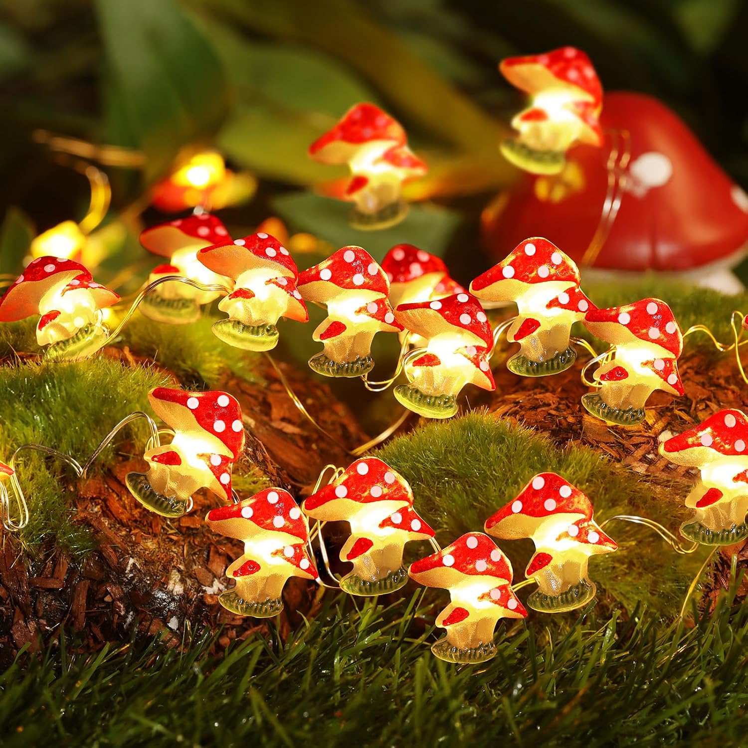 Mushroom Fairy Lights 10FT 30 LED Battery Operated String Lights for Room Decor