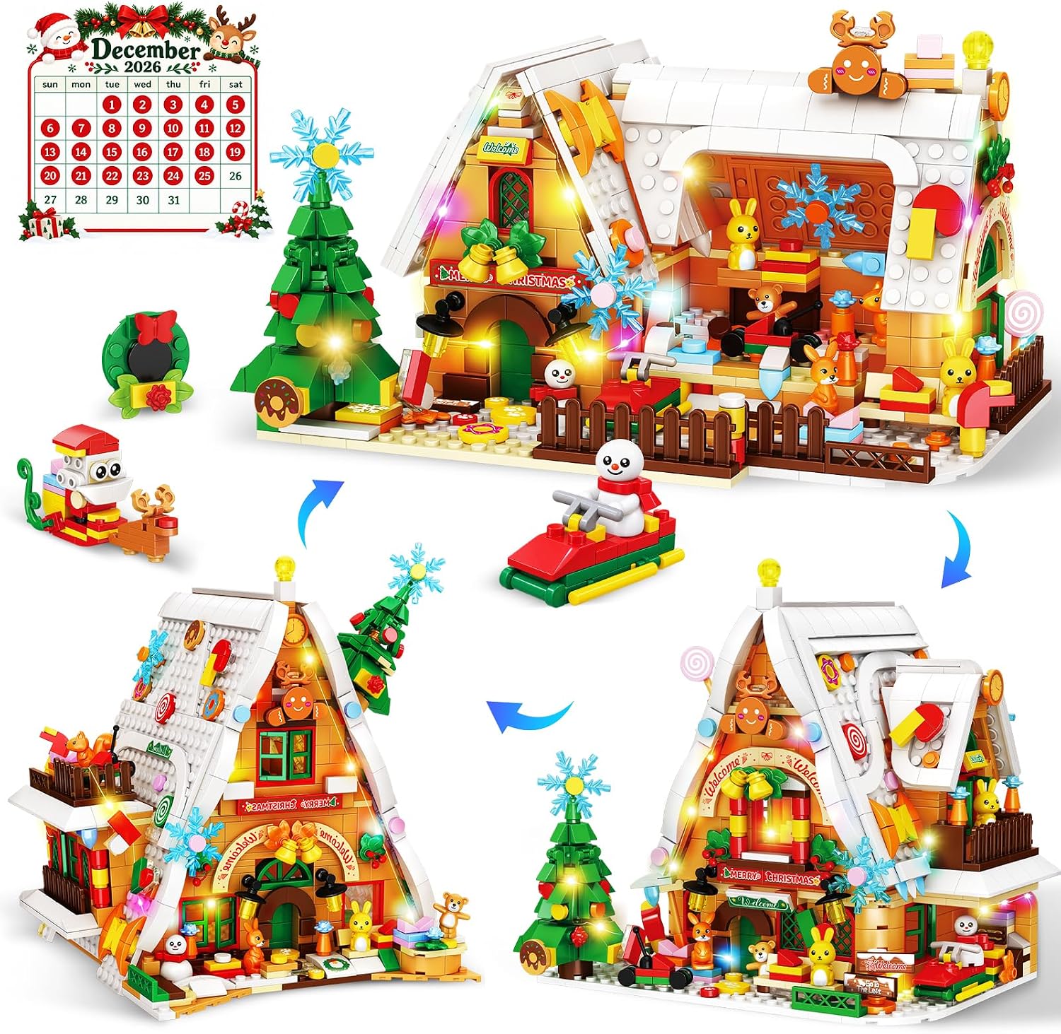 Gingerbread House Mini Building Set with Light Advent Calendar