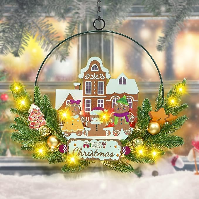 Christmas Wreath for Front Door With Warm Holiday Glow