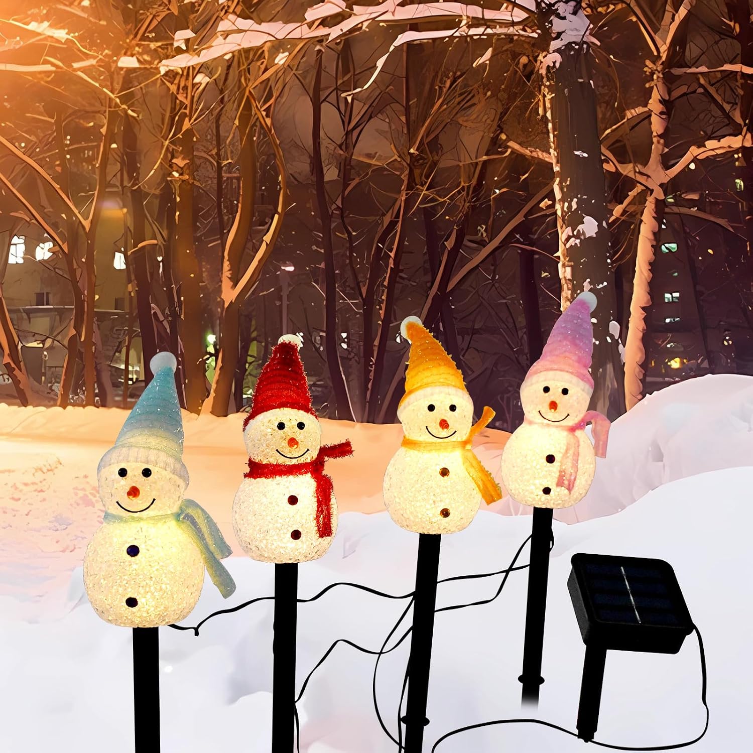Outdoor Solar Snowman Christmas Yard Lights