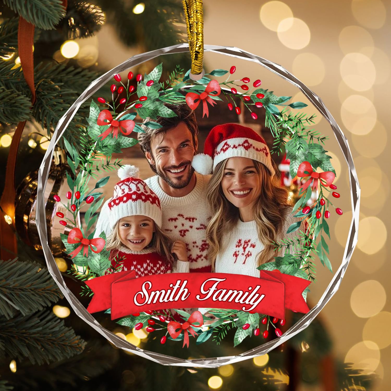 Personalized Dog Photo Crystal Ornament For Christmas Decor  