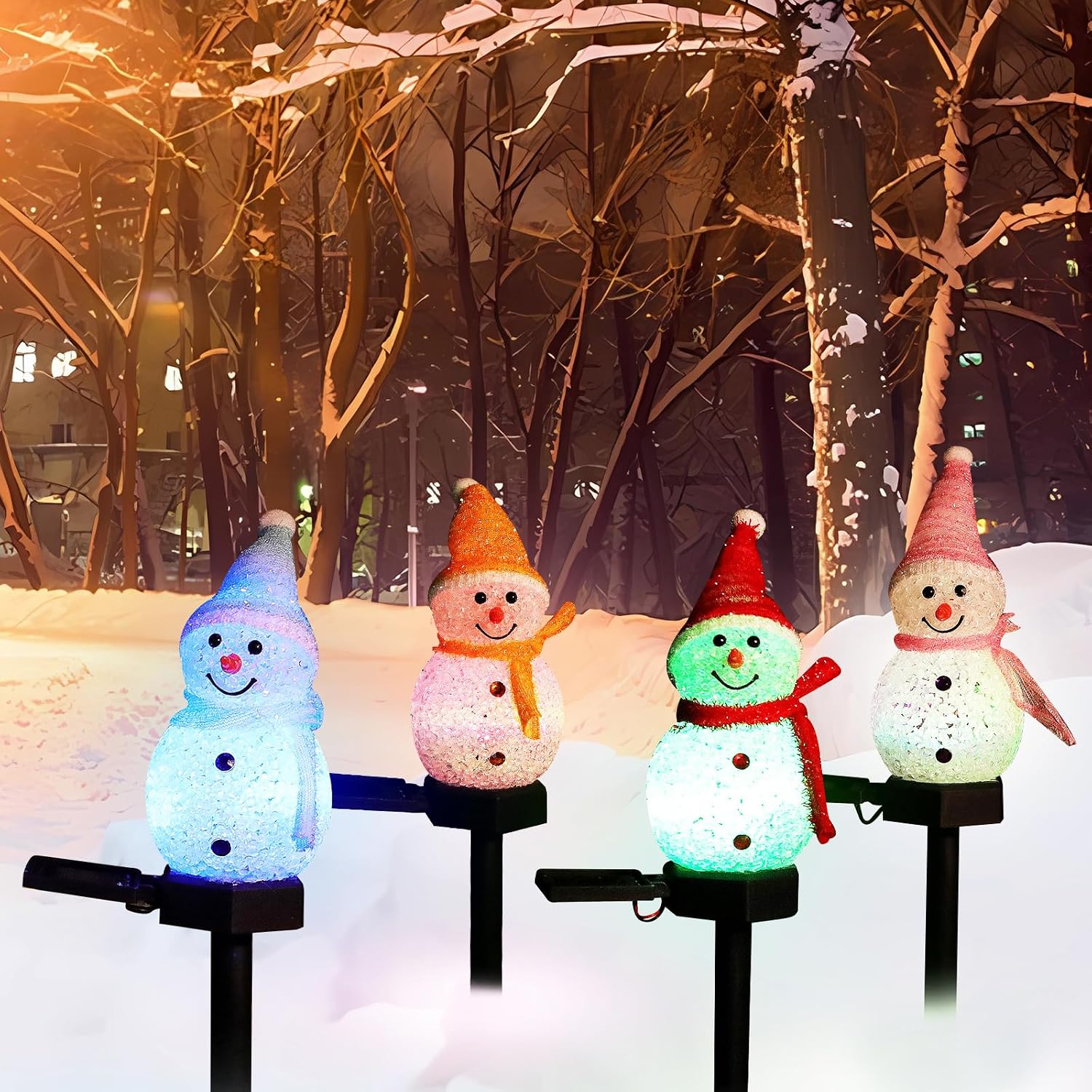 Outdoor Solar Snowman Christmas Yard Lights