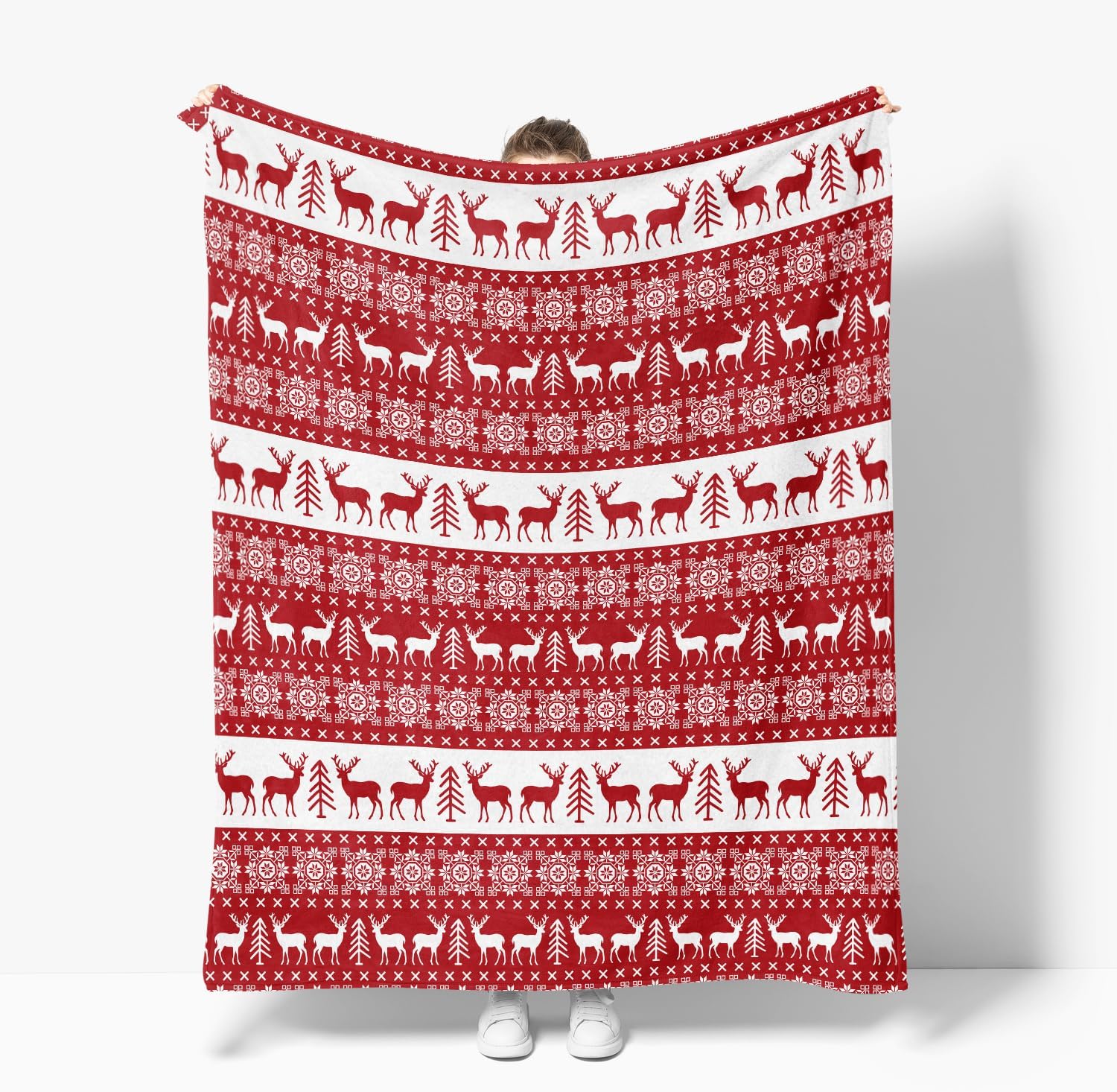 Christmas Reindeer Throw Blanket For Sofa And Bed