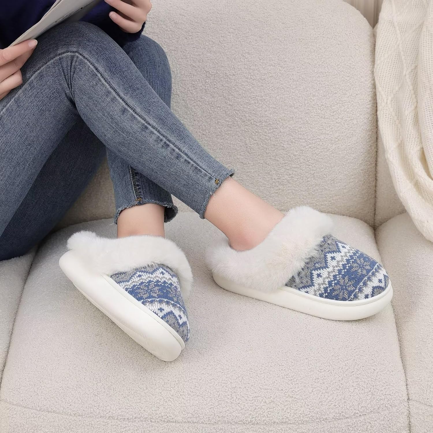 Warm Christmas House Slippers Soft Winter Shoes for Women