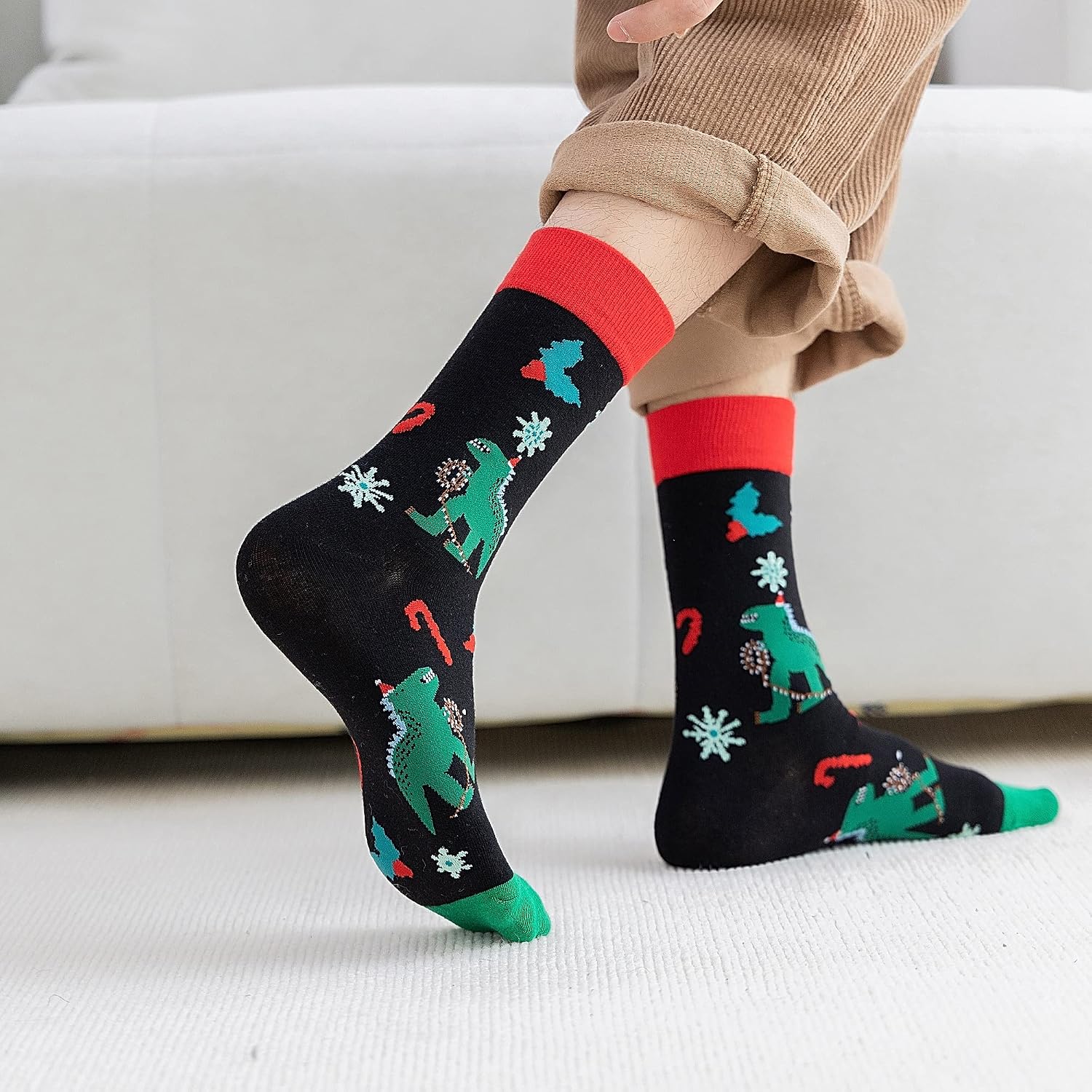 12 Pairs Christmas Crew Pattern Socks For Men