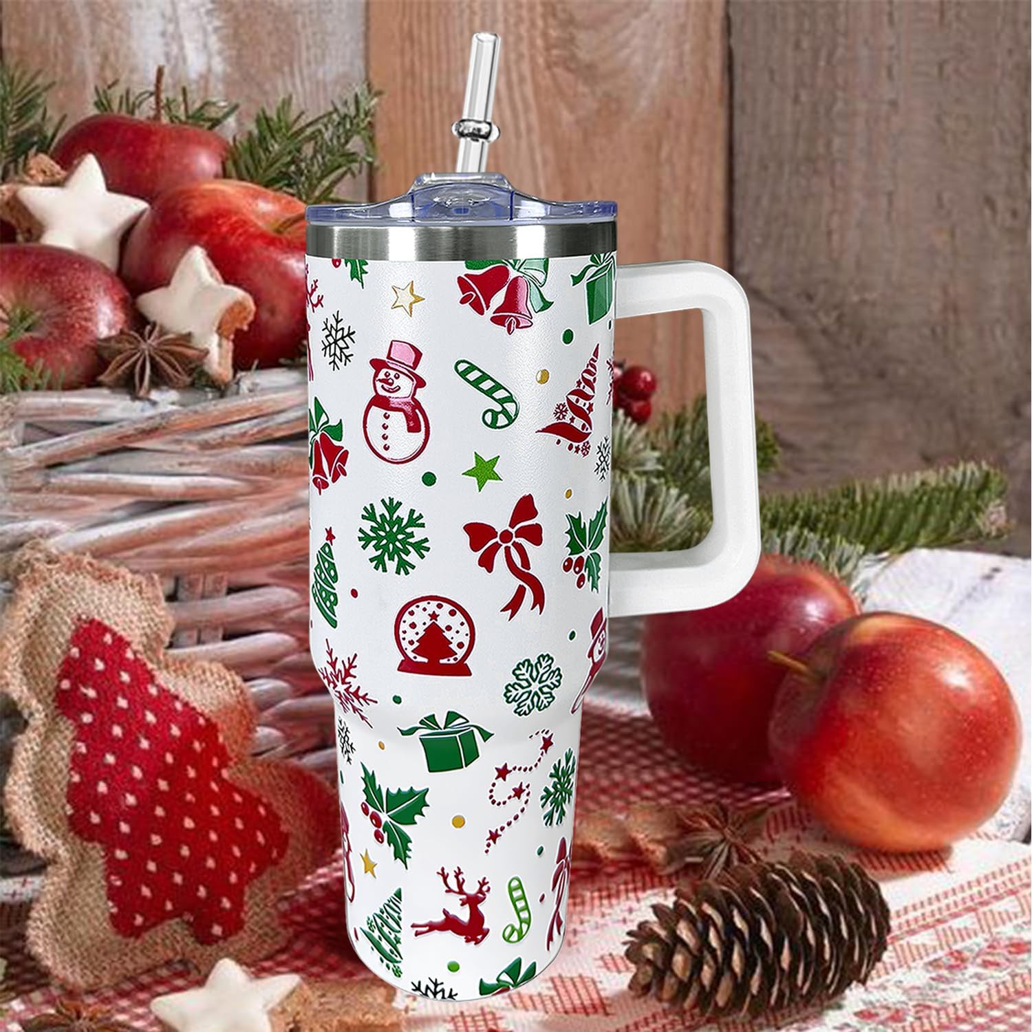 40 oz Christmas Snowman Snowflake Reindeer Stainless Steel Insulated Travel Tumbler