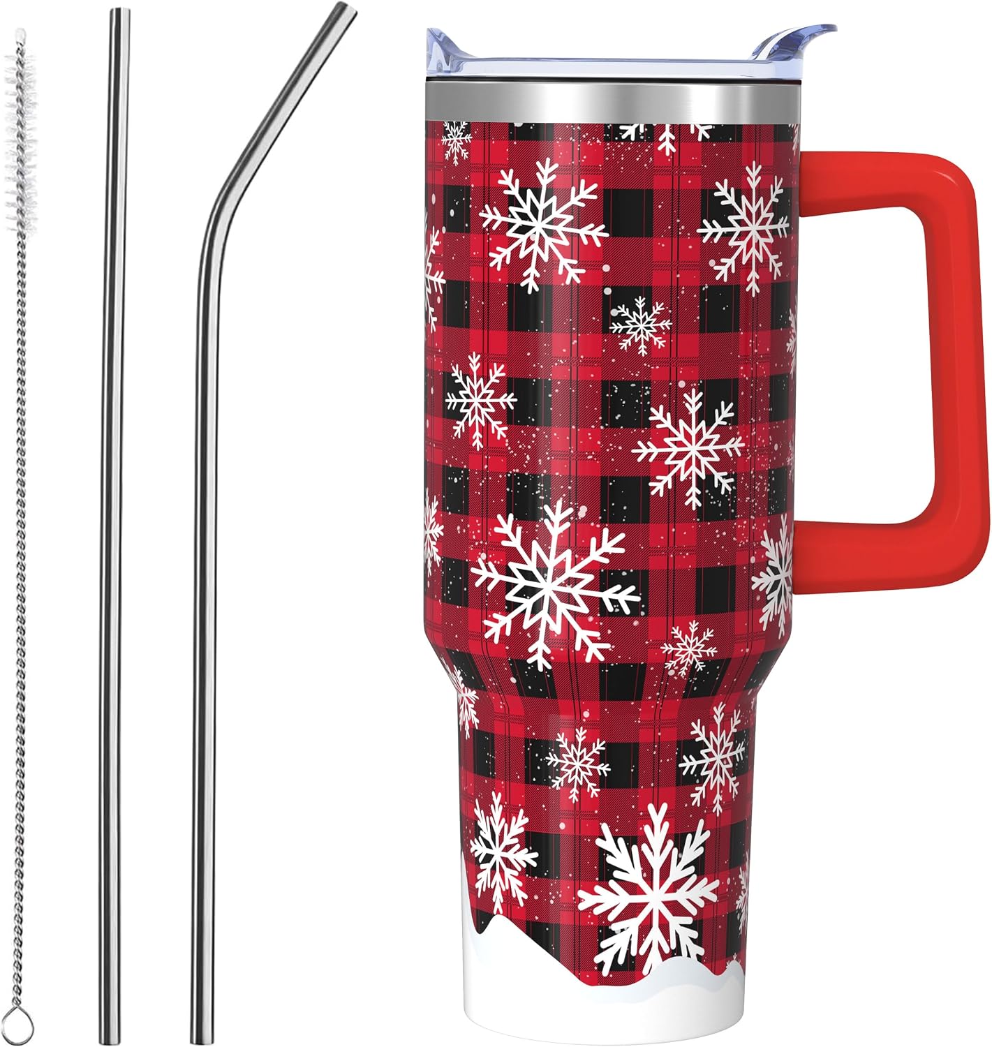 Christmas 40 oz Insulated Tumbler With Handle And Straw For Women