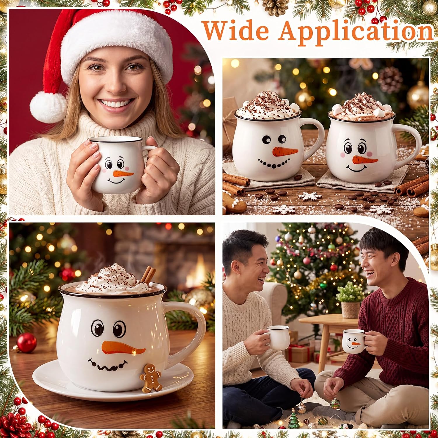 6 Pieces Christmas Themed Coffee Mugs With Handle
