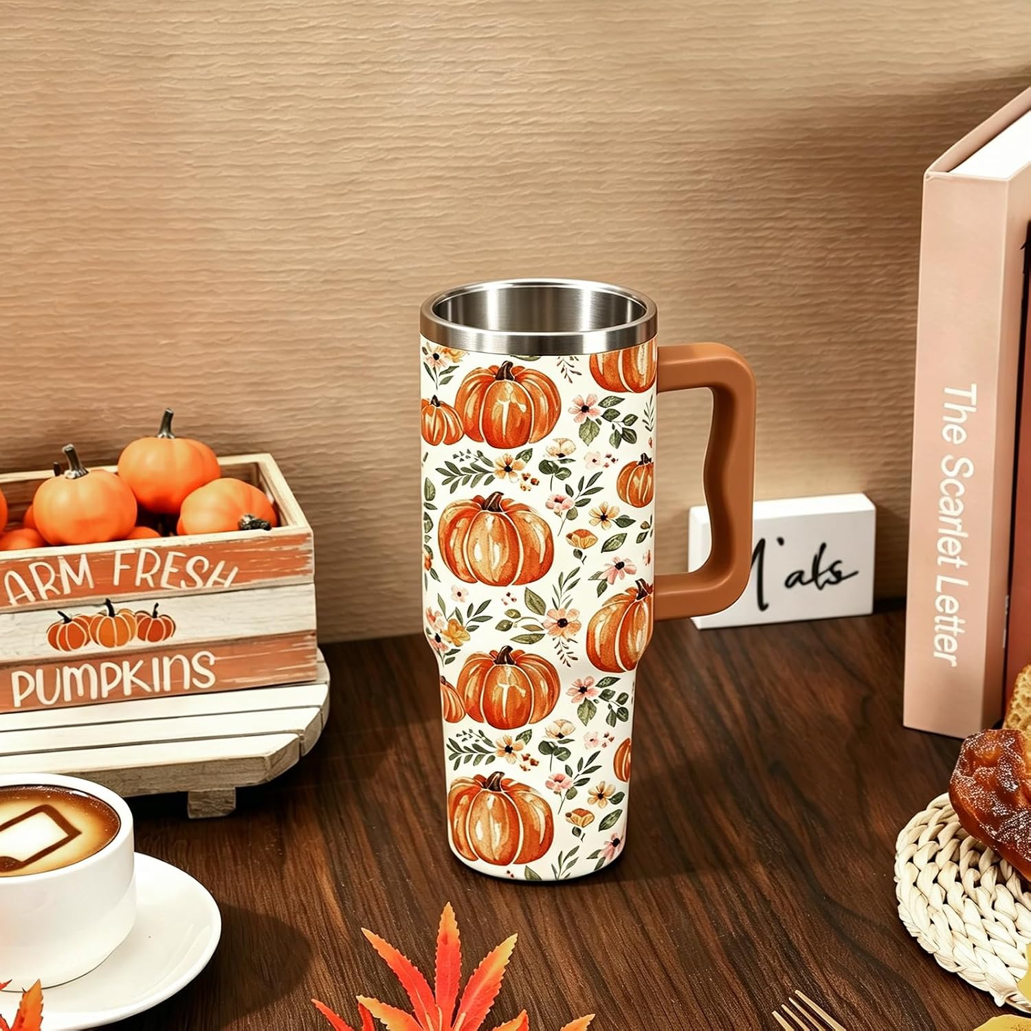 40 oz Christmas Bowknot Stainless Steel Tumbler with Handle Lid and Straw