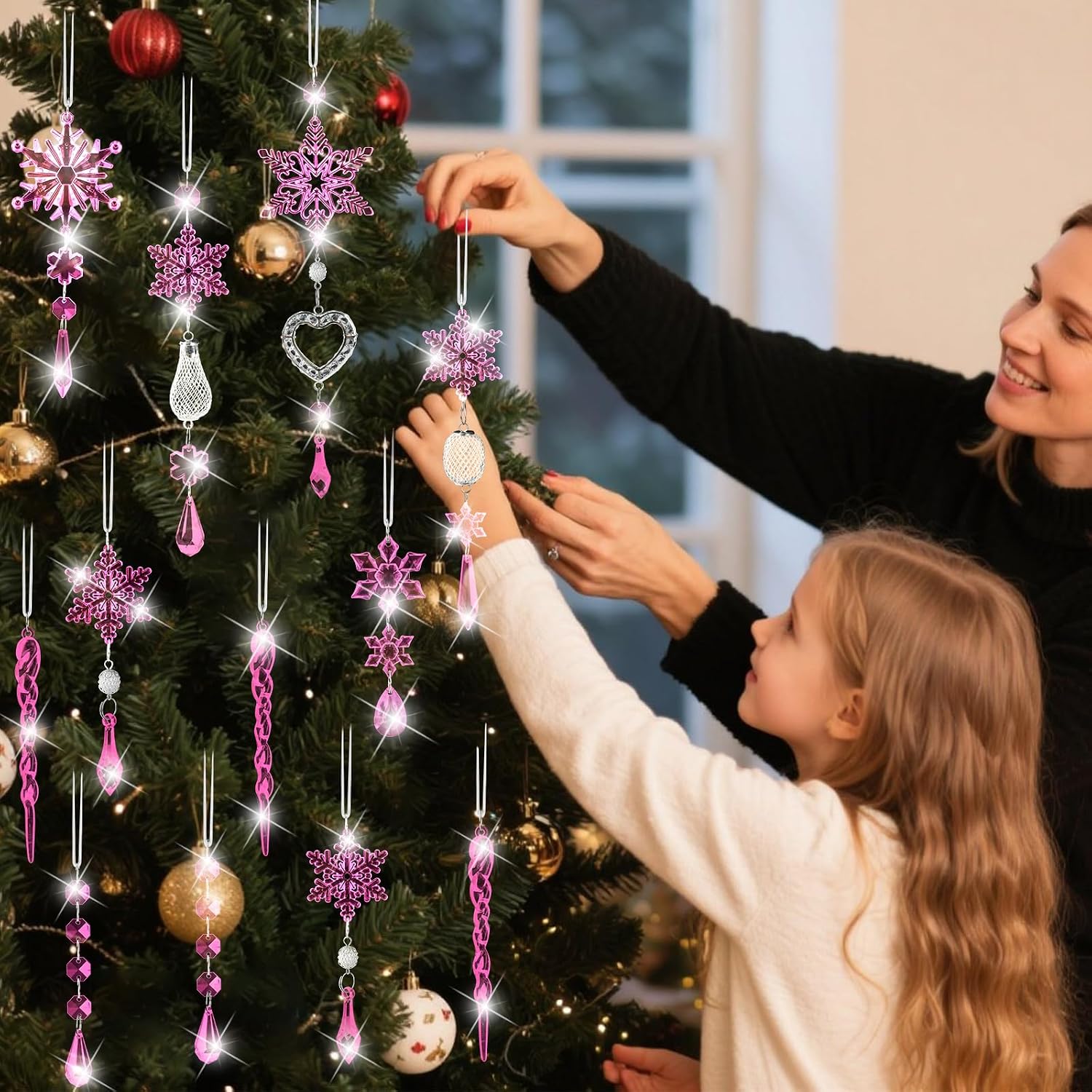 21 Piece Of Christmas Tree Ornaments Snowflake Hanging Decor Pendant Set