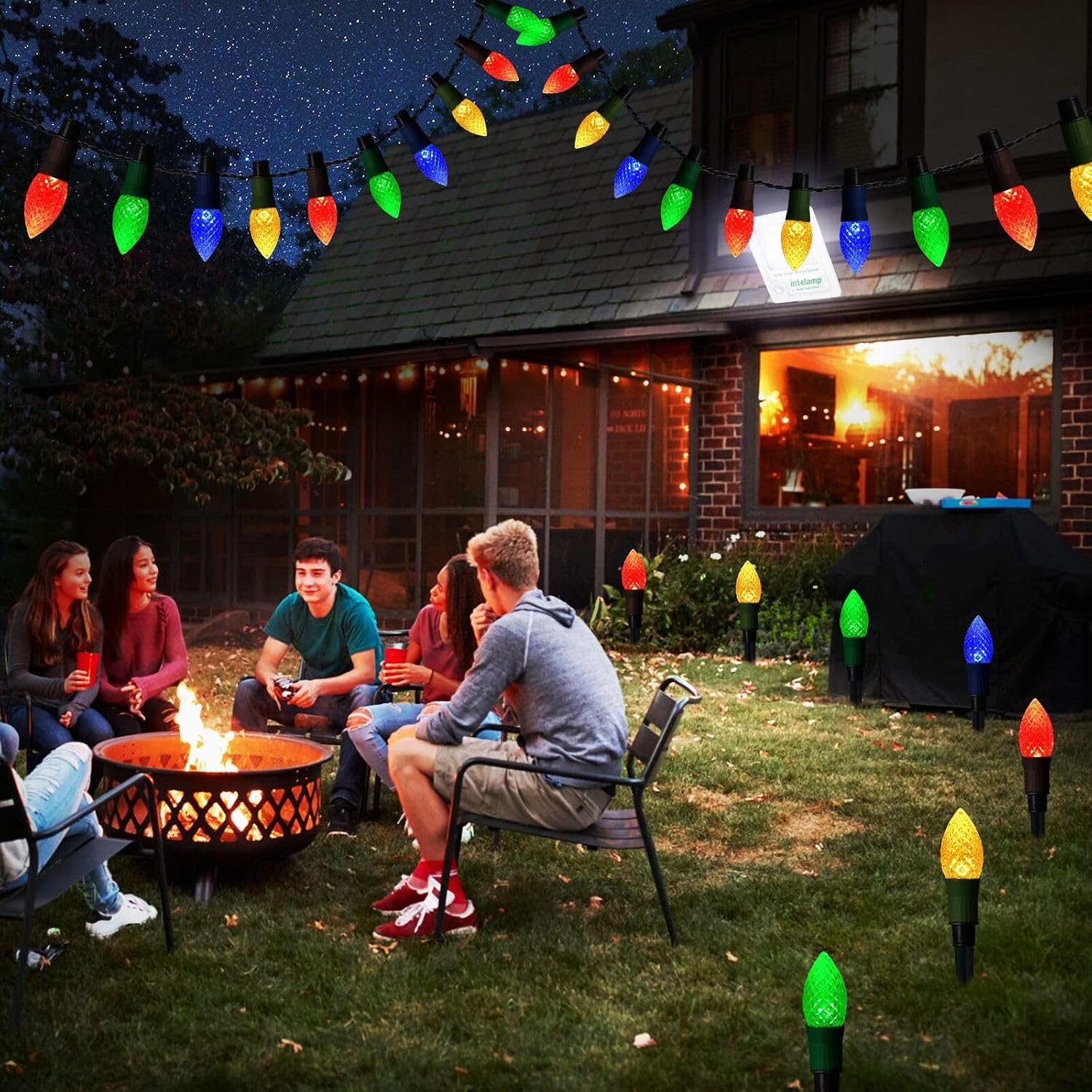 Solar Christmas Pathway String Lights with Stakes for Outdoor Decor