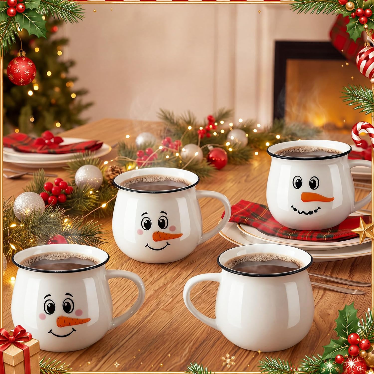 6 Pieces Christmas Themed Coffee Mugs With Handle