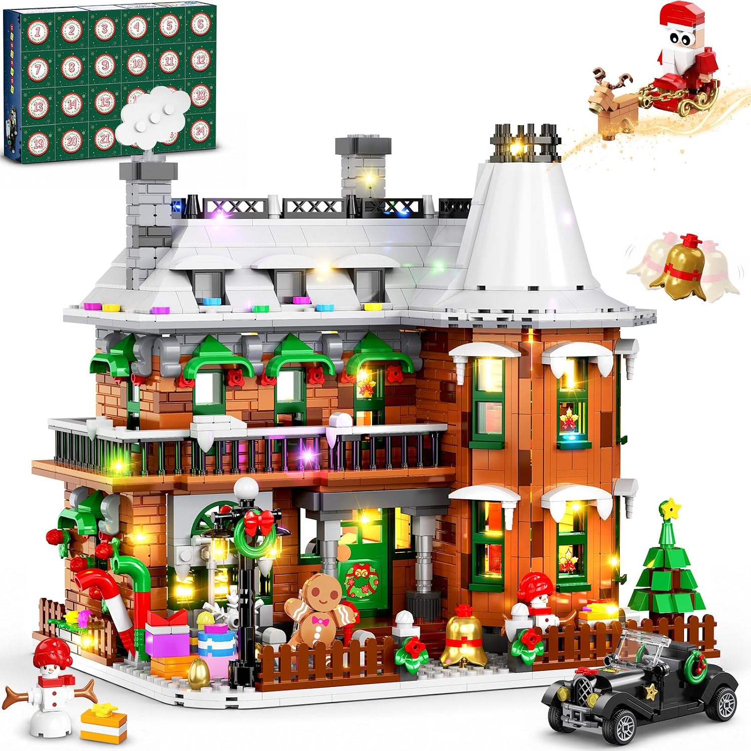 Gingerbread House Building Set Advent Calendar 2026 with Lights