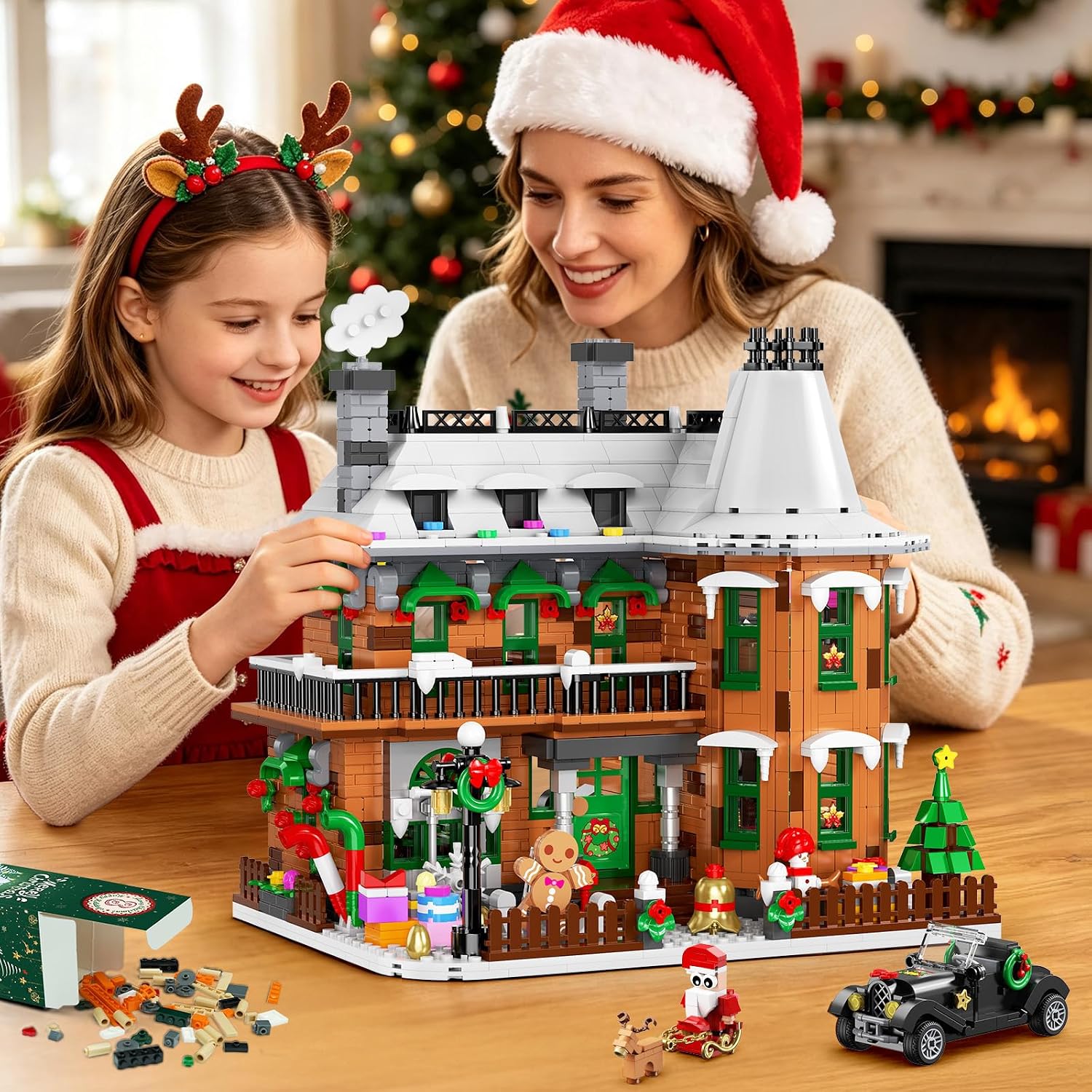 Christmas Gingerbread House Building Set with Lights Advent Calendar