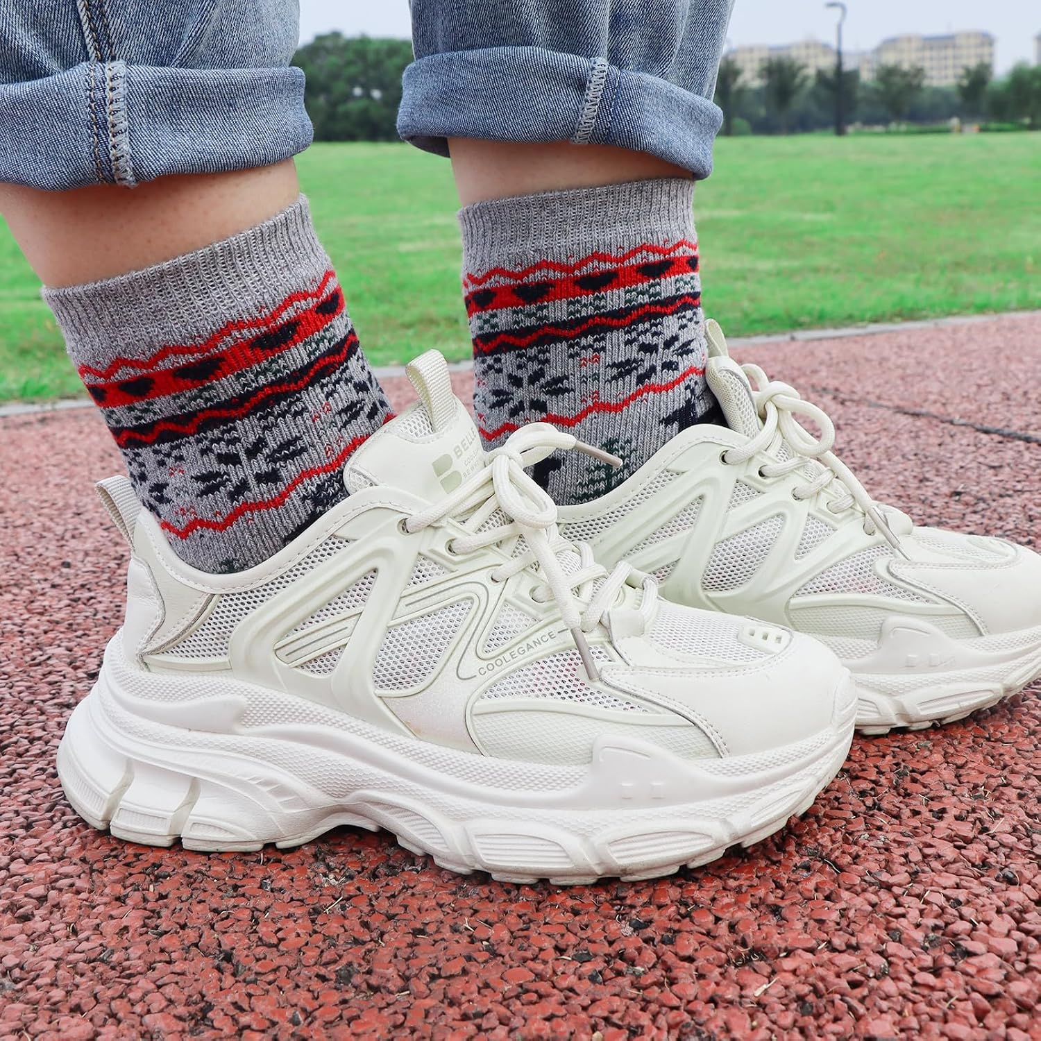 5 Pairs Christmas Crew Socks For Women
