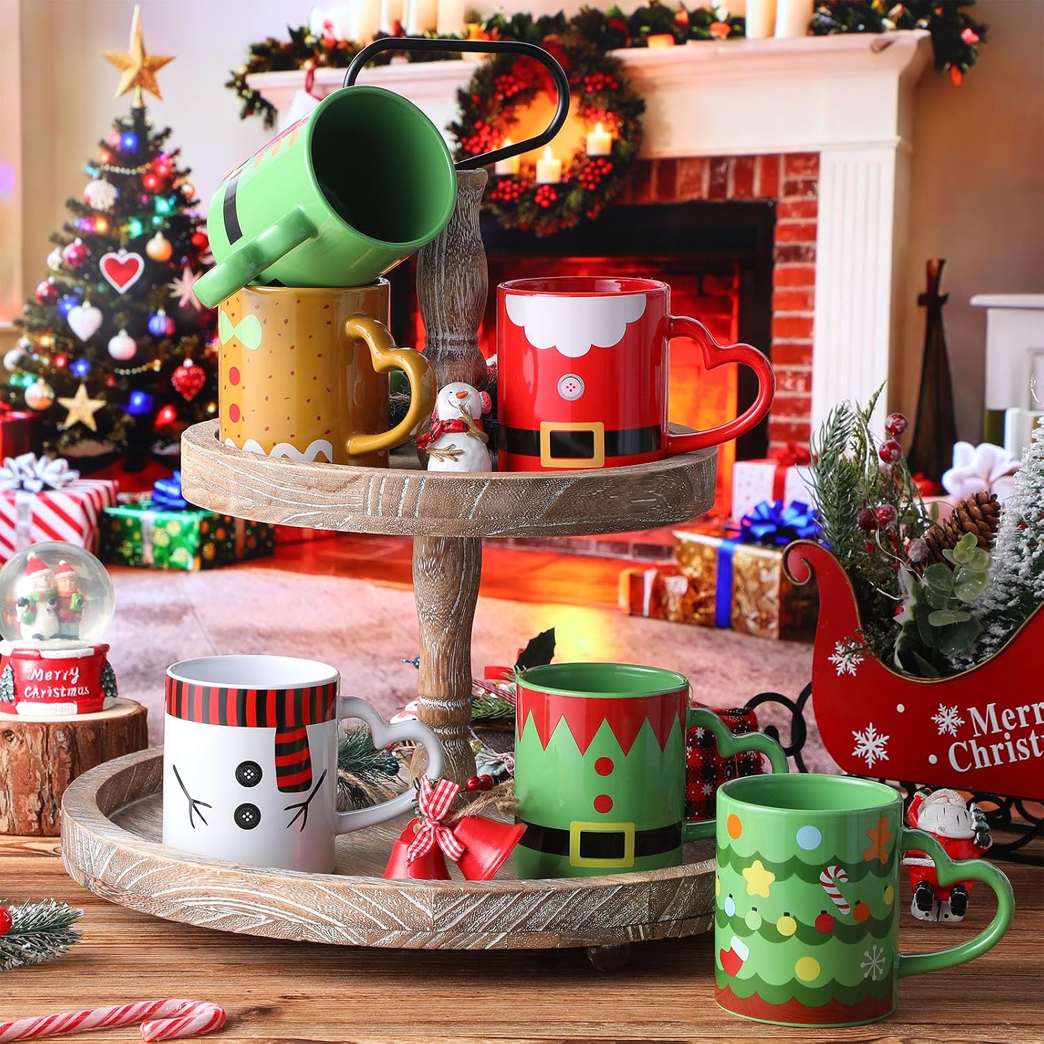 6 Pieces Santa Snowman Christmas Coffee Cups
