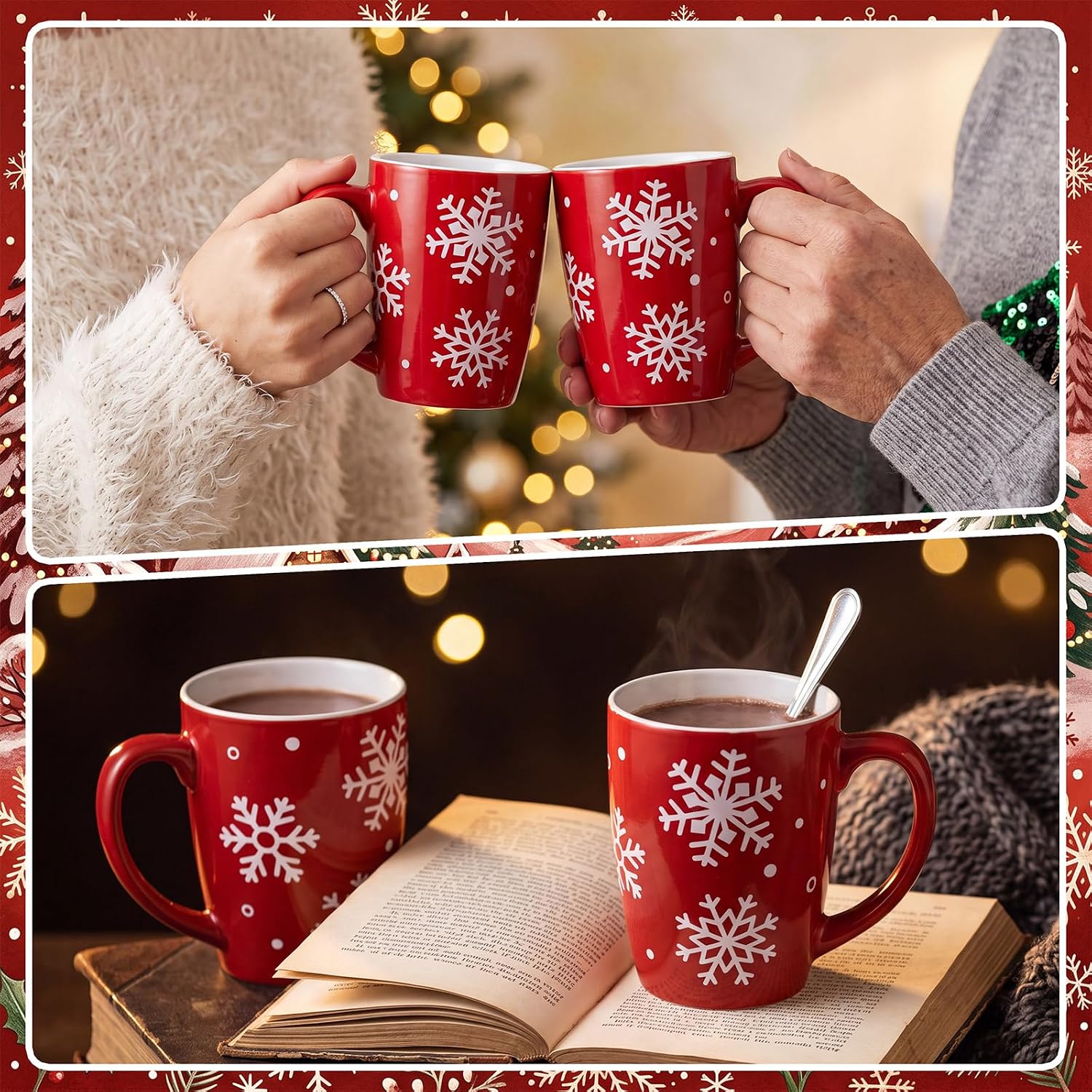 4 Pieces Snowflake Coffee Mugs For Men And Women