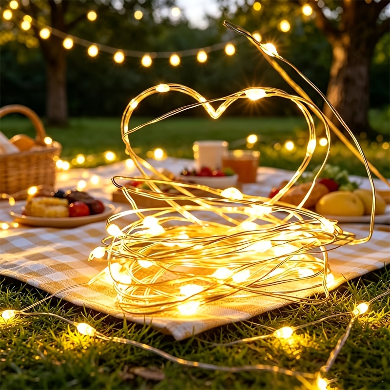 Battery Powered Micro LED String Lights with Flexible Wire for Indoor and Holiday Decoration