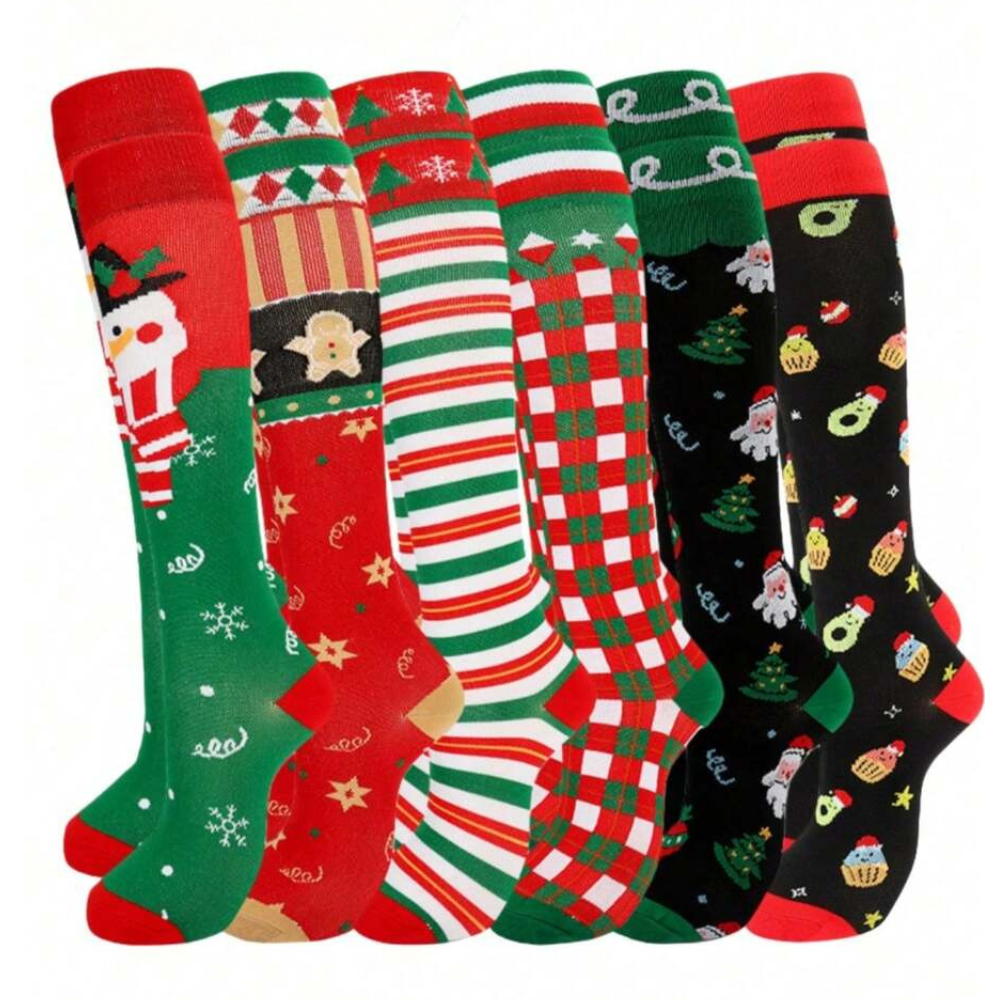 Christmas Unisex Casual Knee High Yoga Socks