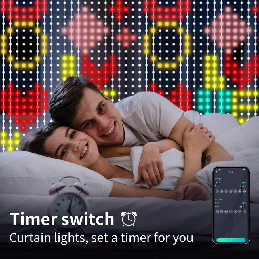 400-LED Smart Curtain String Lights With Programmable Animations And Text Effects-Perfect For Decorating Bedrooms, Gardens, Weddings, Christmas, And Valentine's Day-Make An Excellent Choice For Holiday Gifts. - 9.9FT/400LED - View 7