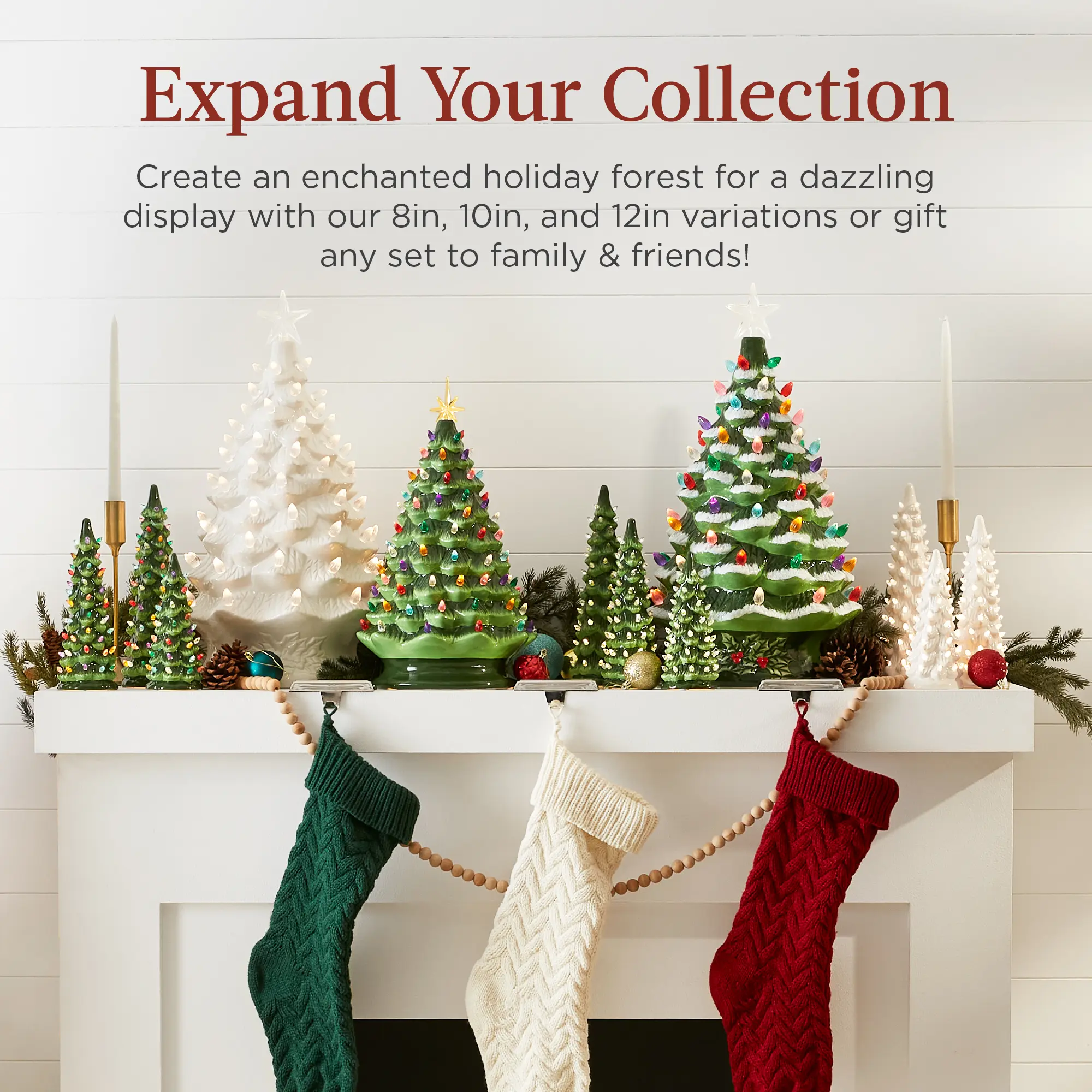 Best Choice Products Set of 3 XL Pre-Lit Hand-Painted Ceramic Tabletop Christmas Trees