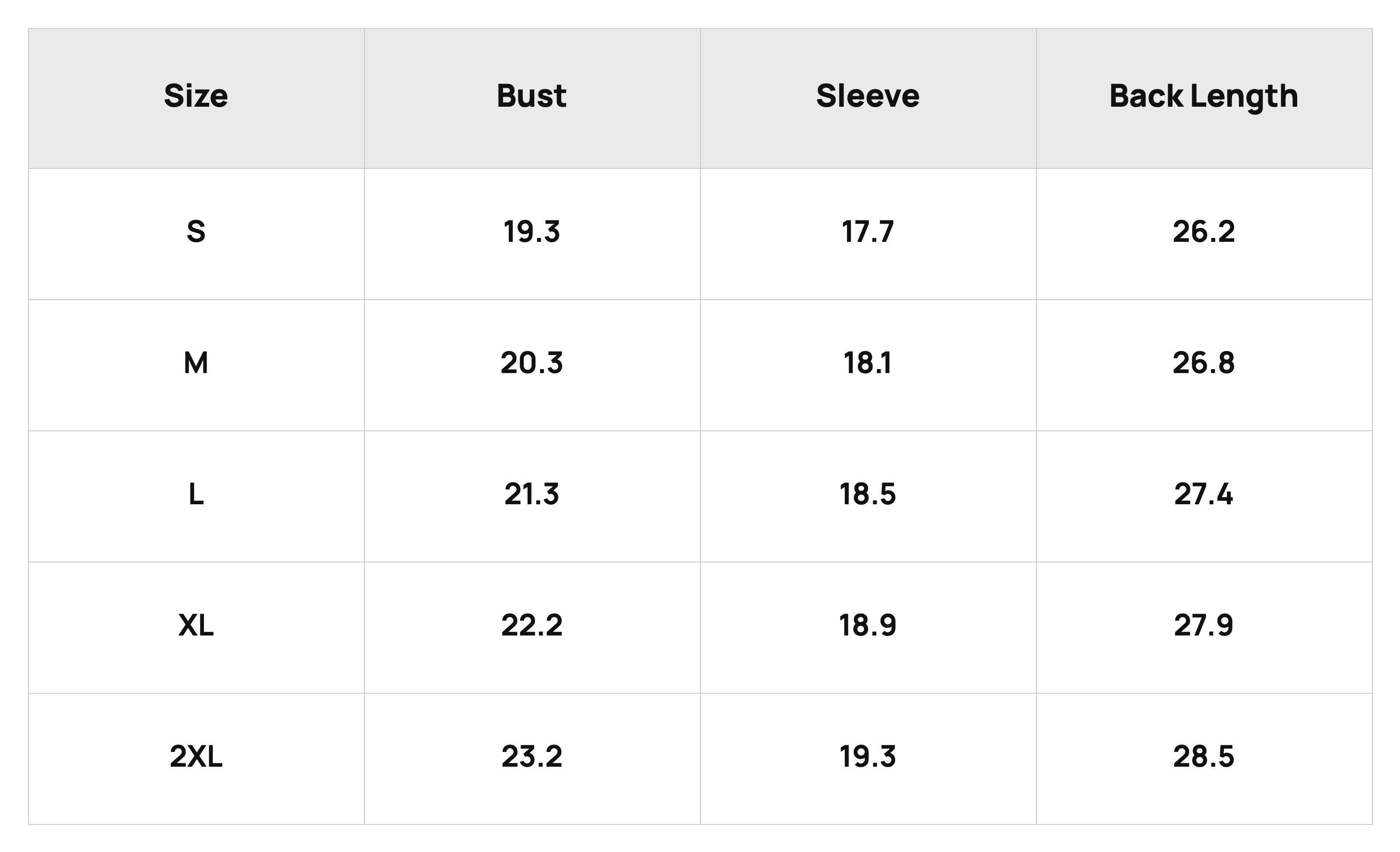 Size Chart