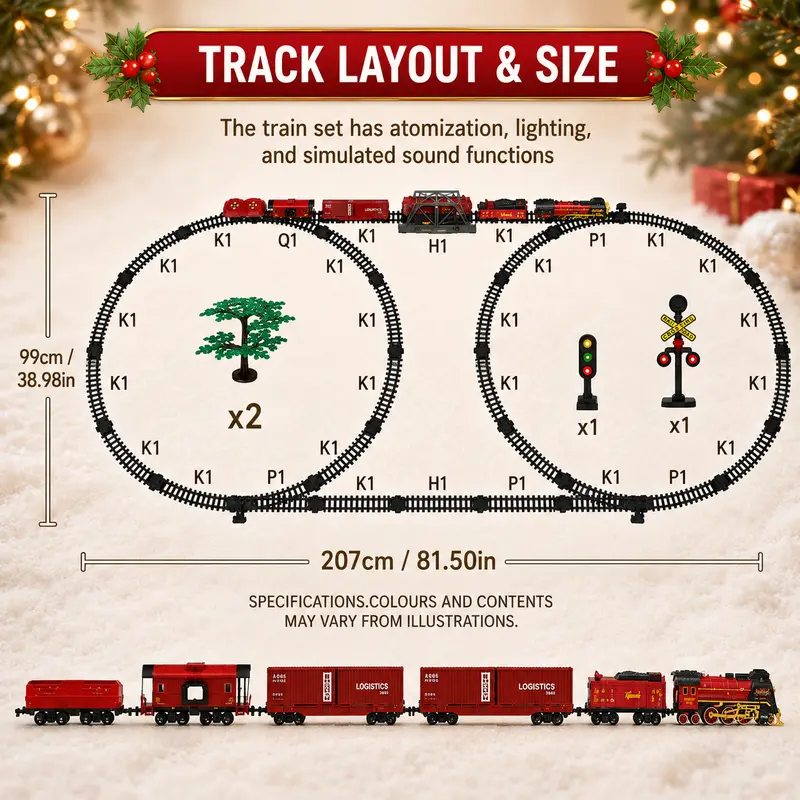 Classic Christmas Railway Train Set With Remote Control