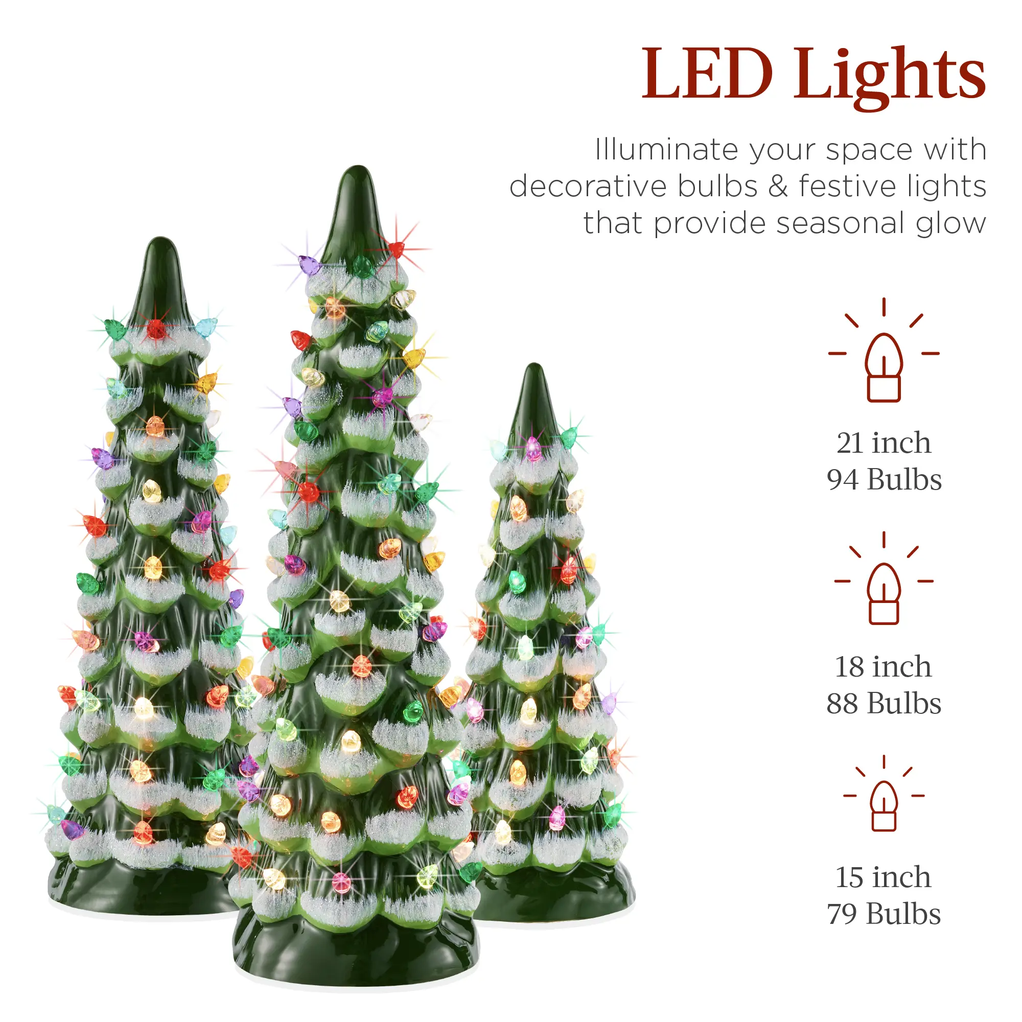 Best Choice Products Set of 3 XL Pre-Lit Hand-Painted Ceramic Tabletop Christmas Trees