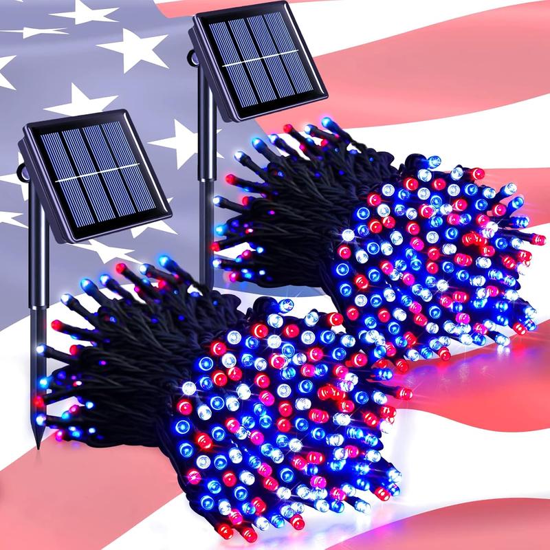 Pack of 2 Solar Powered Christmas String Lights with 400 LED and 8 Lighting Modes