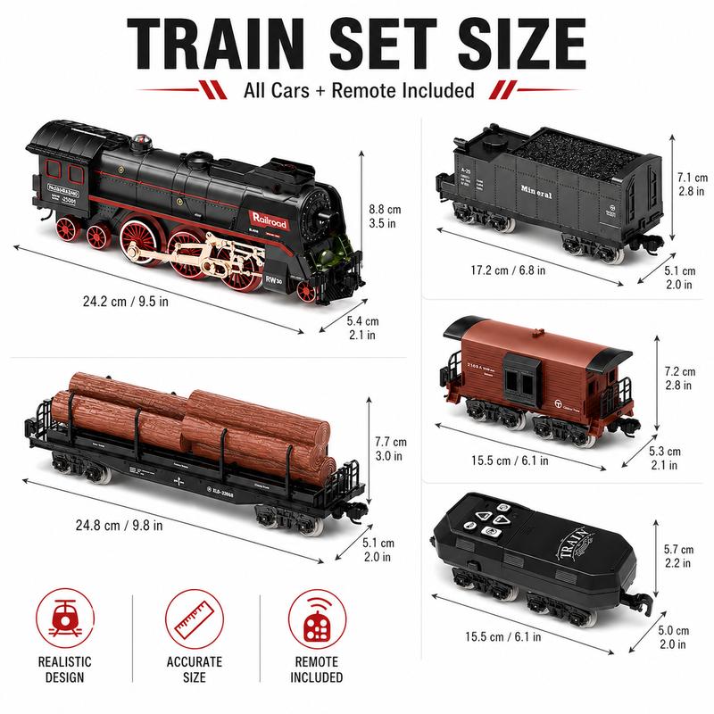 Classic Christmas Railway Train Set With Remote Control