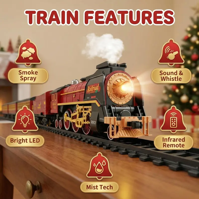 Classic Christmas Railway Train Set With Remote Control