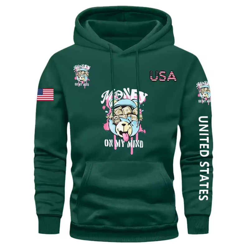 Men Pullover Hoodie With Dog Design