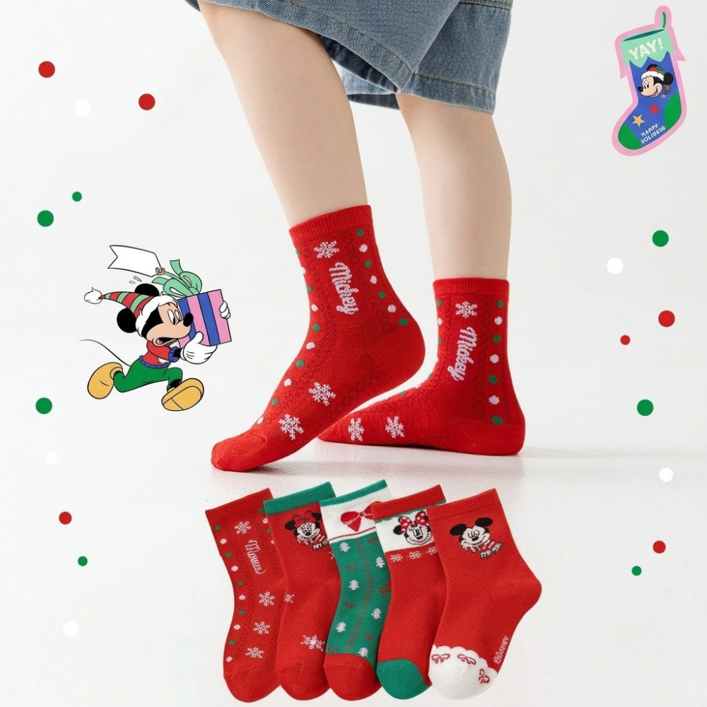 Christmas Pattern Mid Calf Socks For Kids