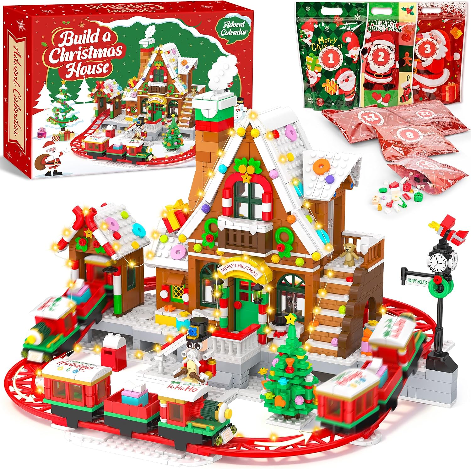 Christmas House Building Blocks Advent Calendar for Kids and Adults