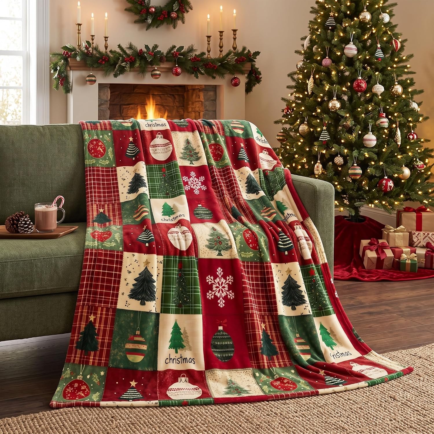 Christmas Checkered Printed Blanket For Men And Women