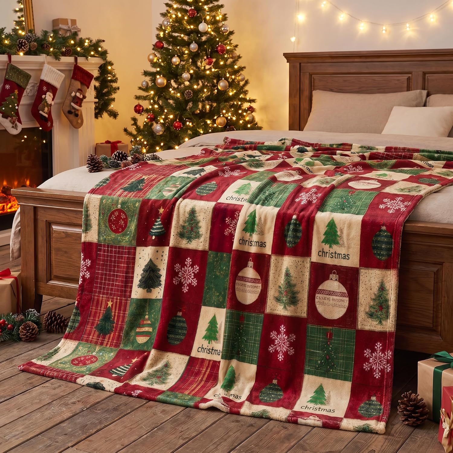 Christmas Checkered Printed Blanket For Men And Women
