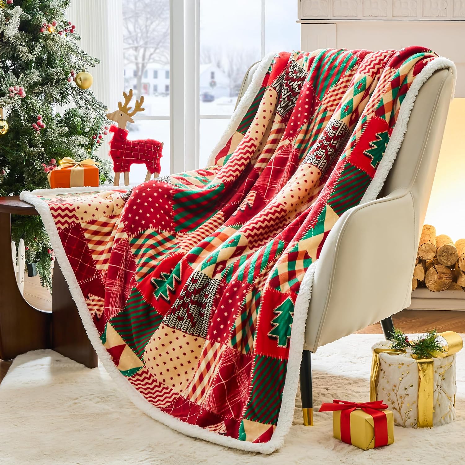 Fluffy Christmas Blanket For Sofa And Bed