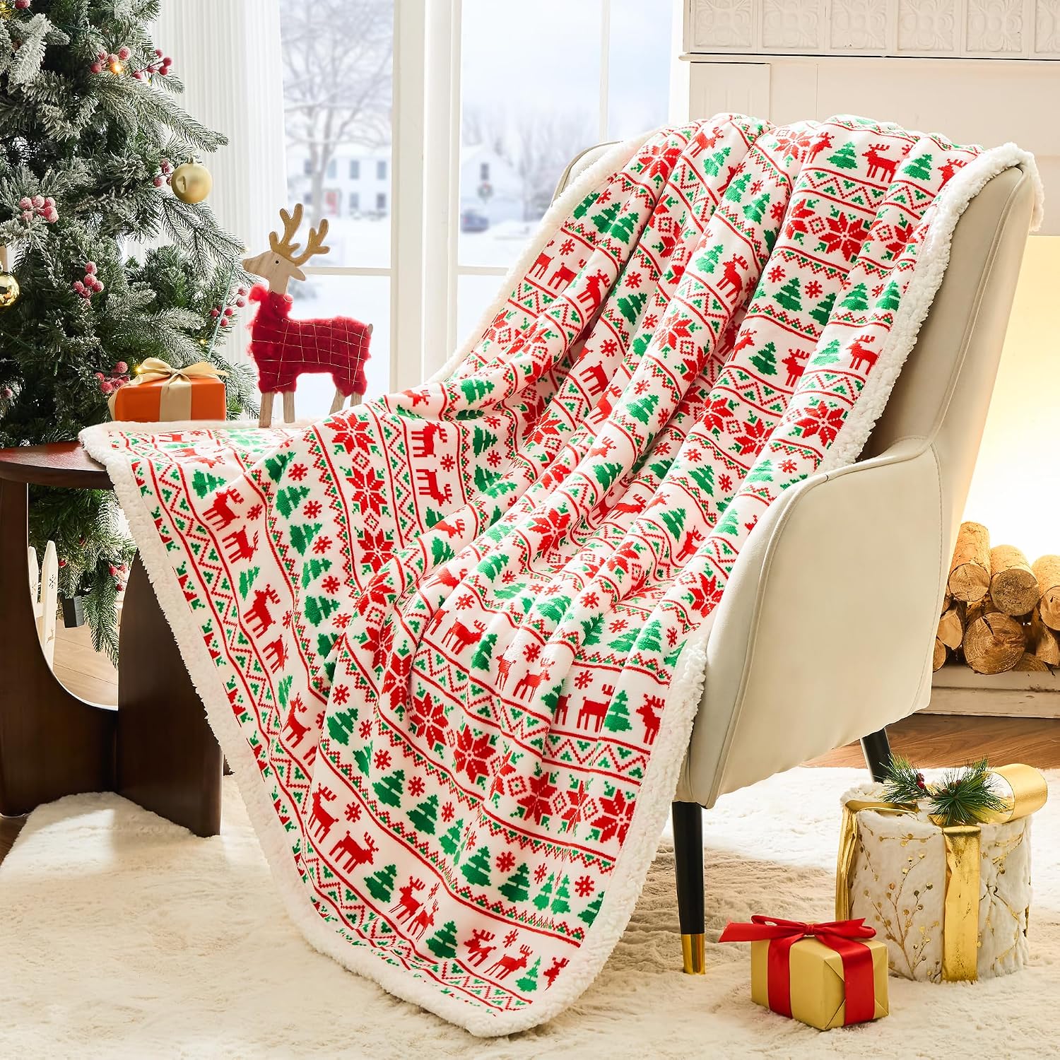 Fluffy Christmas Blanket For Sofa And Bed