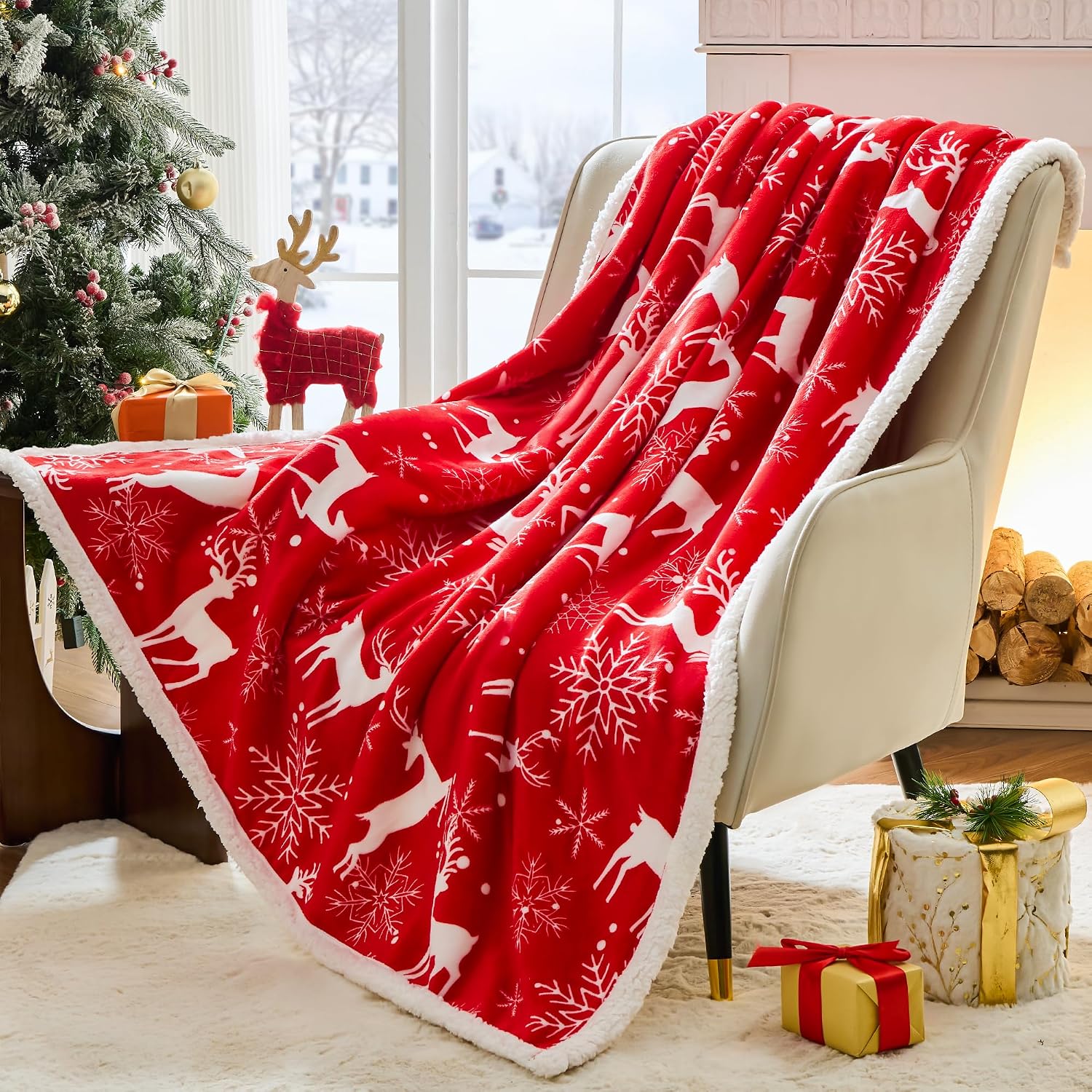Fluffy Christmas Blanket For Sofa And Bed