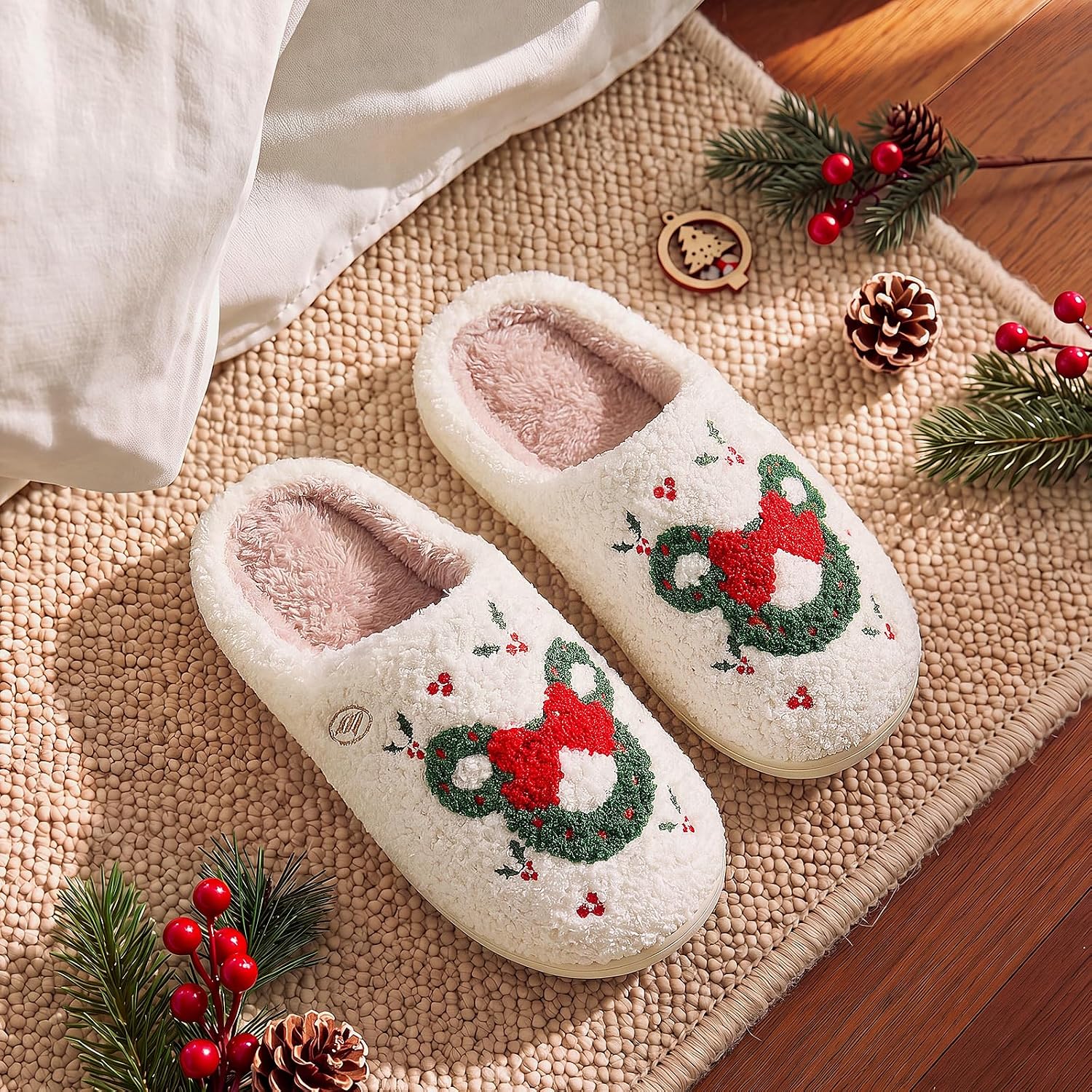 Christmas Fuzzy Winter House Slippers for Women and Men