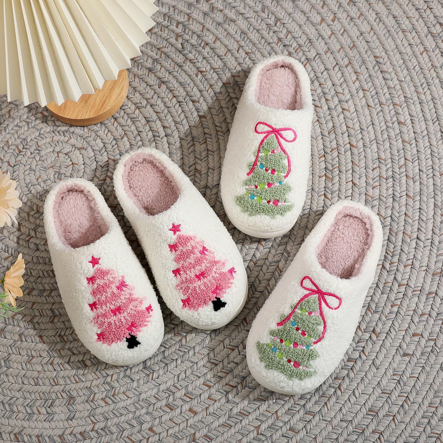Christmas Themed Warm Winter Fuzzy Indoor Shoes For Men And Women