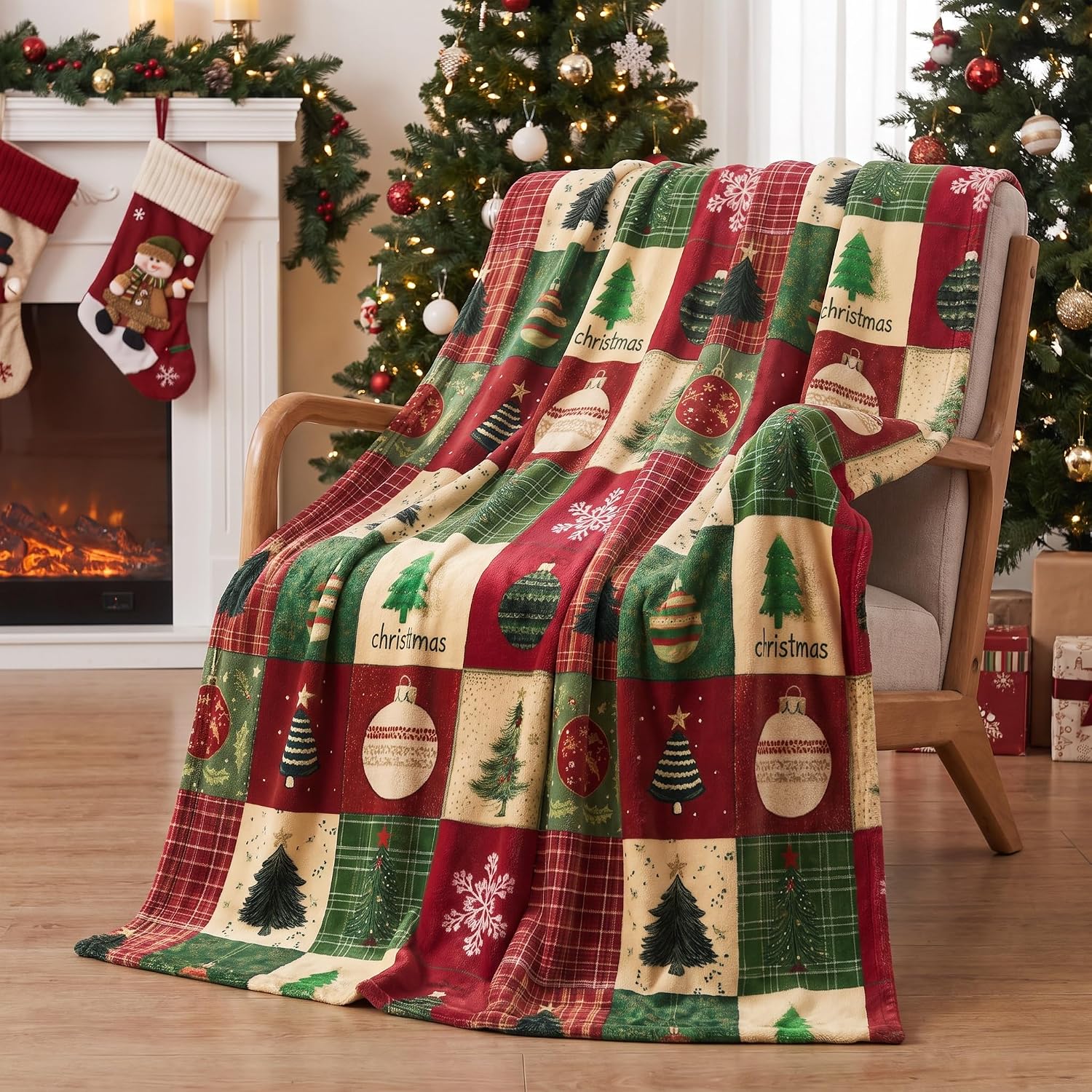 Christmas Checkered Printed Blanket For Men And Women