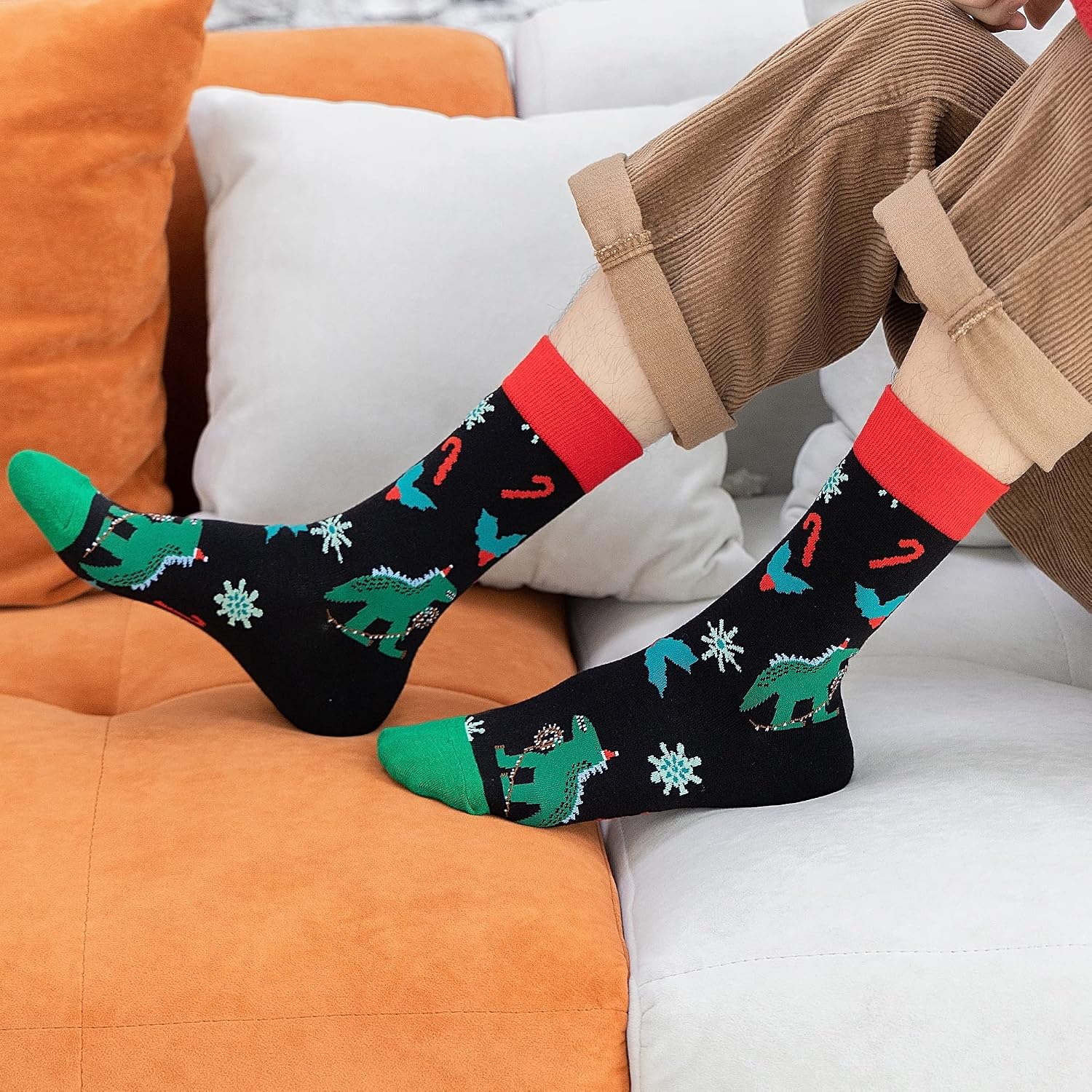 12 Pairs Christmas Crew Pattern Socks For Men