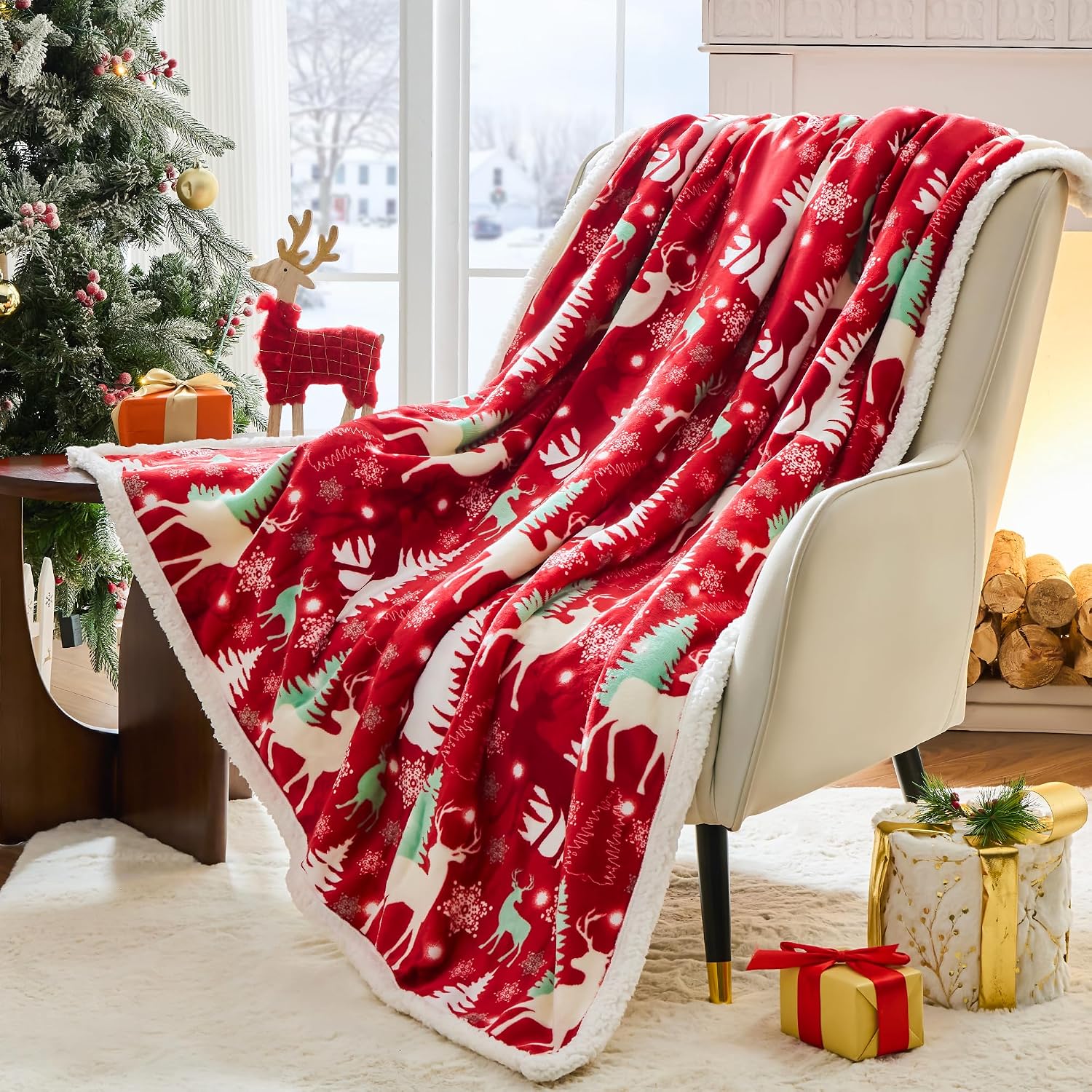 Fluffy Christmas Blanket For Sofa And Bed