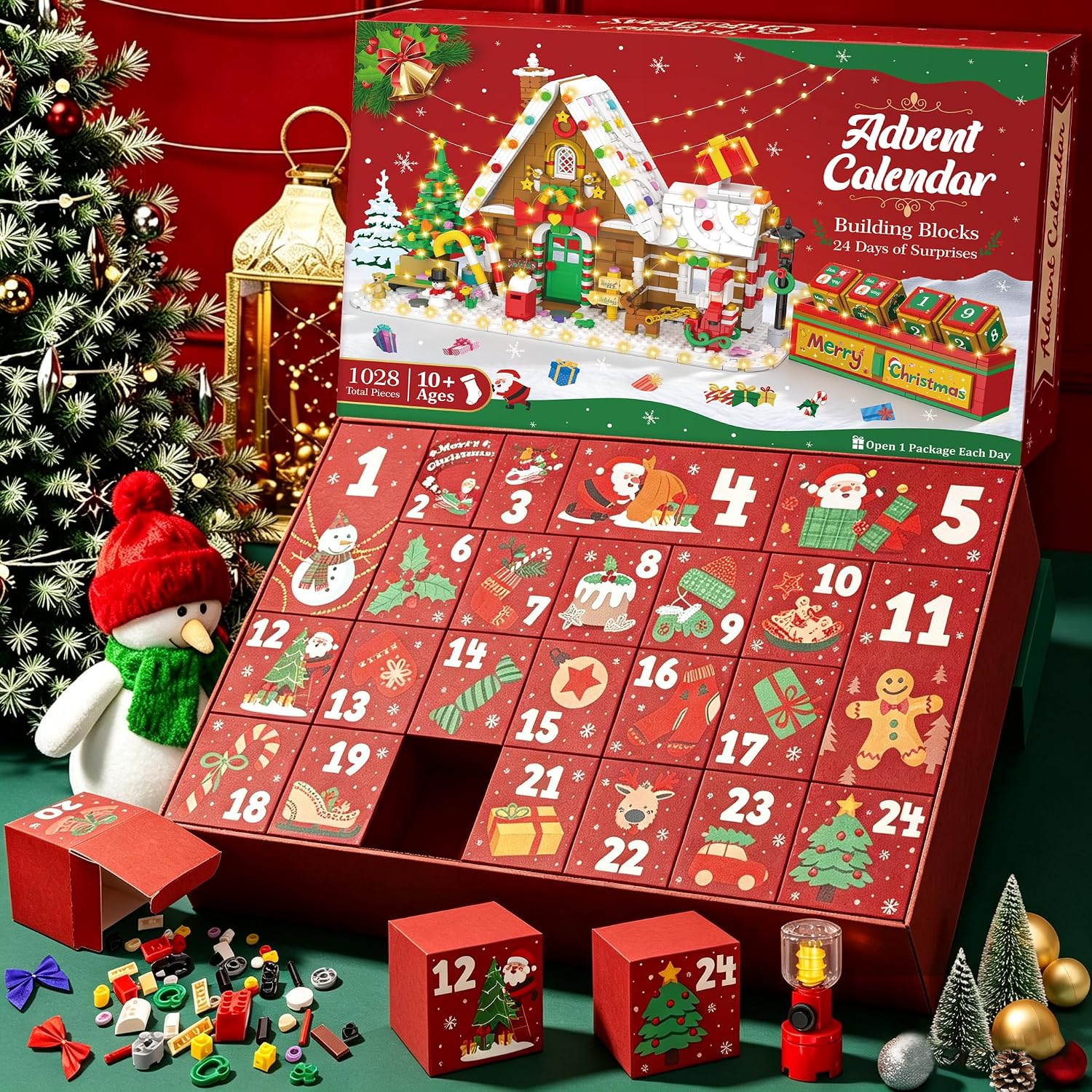 Christmas House Building Blocks Advent Calendar for Kids and Adults