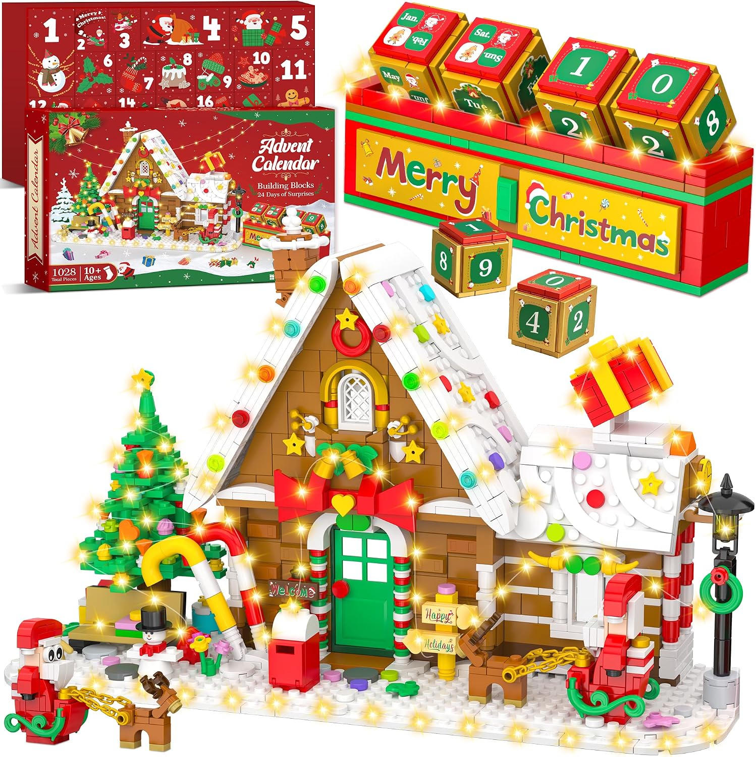 Christmas House Building Blocks Advent Calendar for Kids and Adults